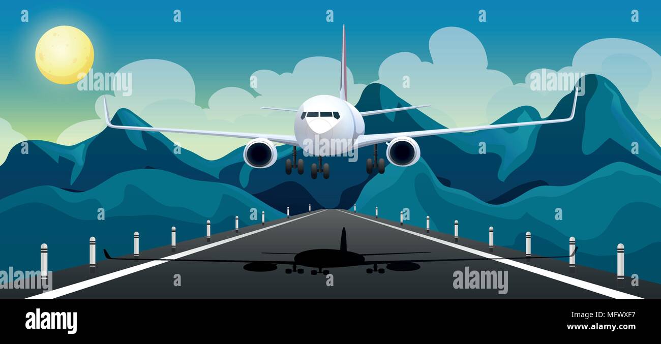 Un avion décollant illustration de piste Illustration de Vecteur