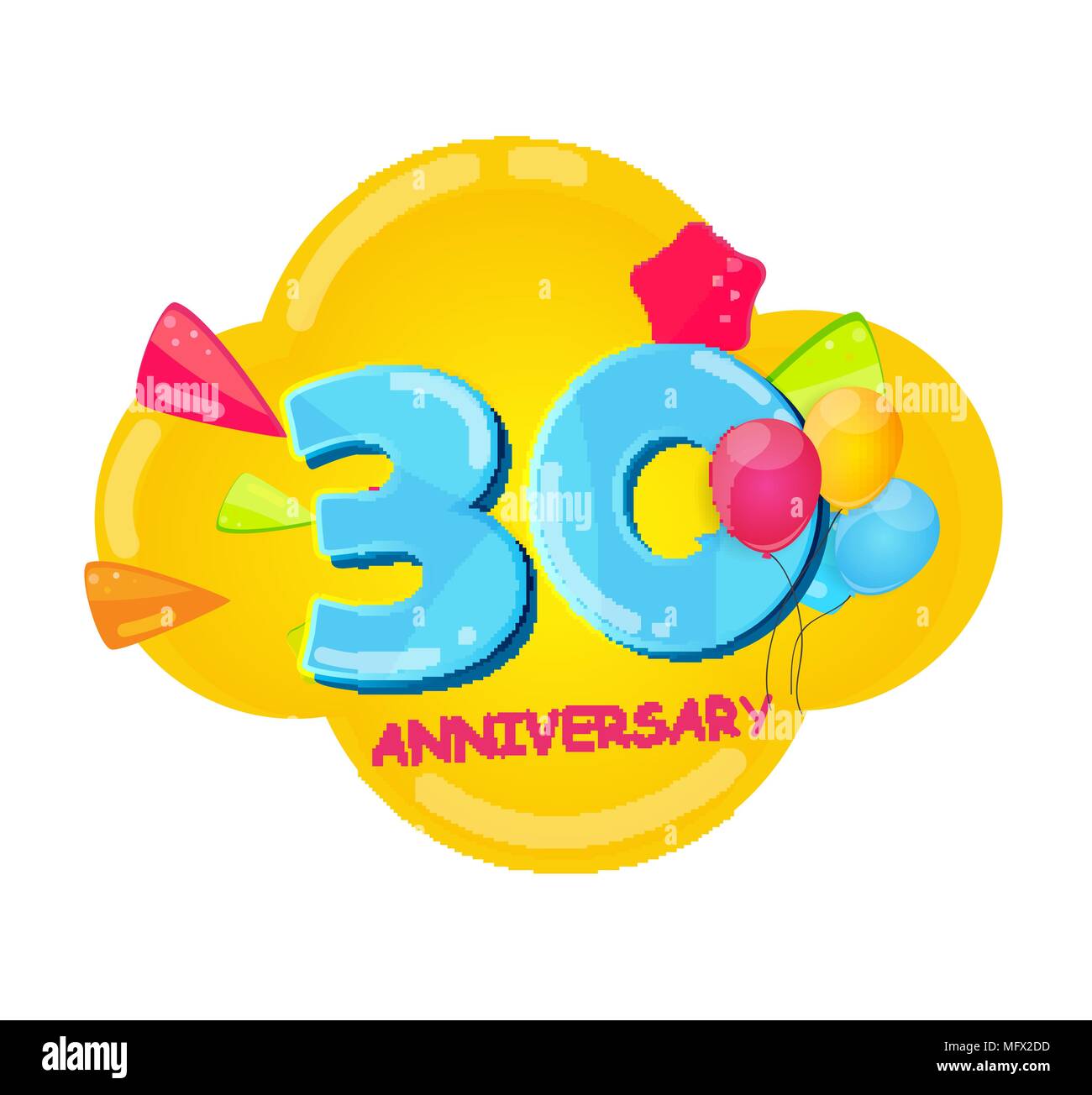 Cute Cartoon Template 30 ans anniversaire Vector Illustration Illustration de Vecteur