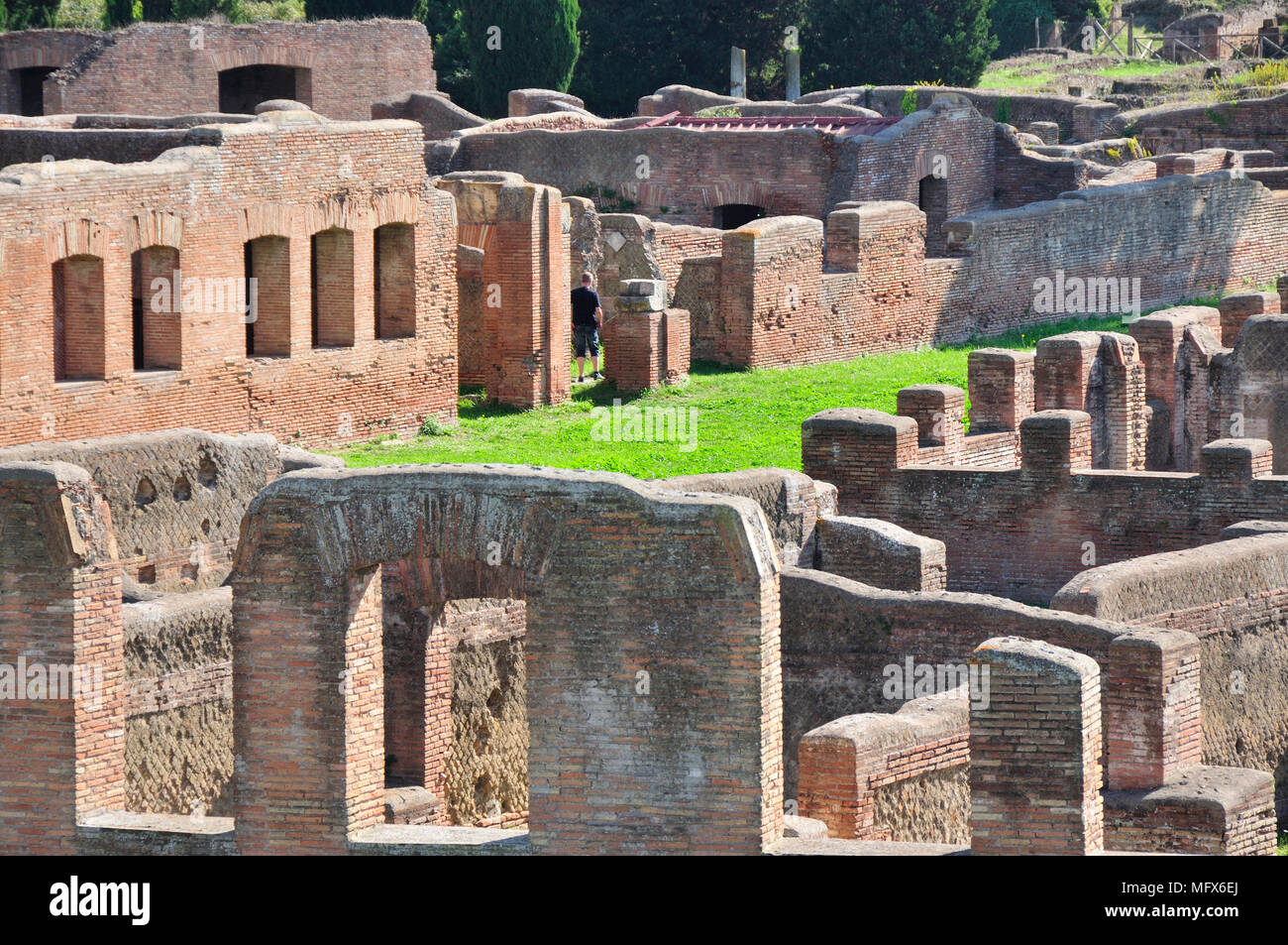 Maisons Romaines d'Ostia Antica. À l'embouchure du Tibre, le Rome Ostia a été port maritime il y a deux mille ans. Italie Banque D'Images