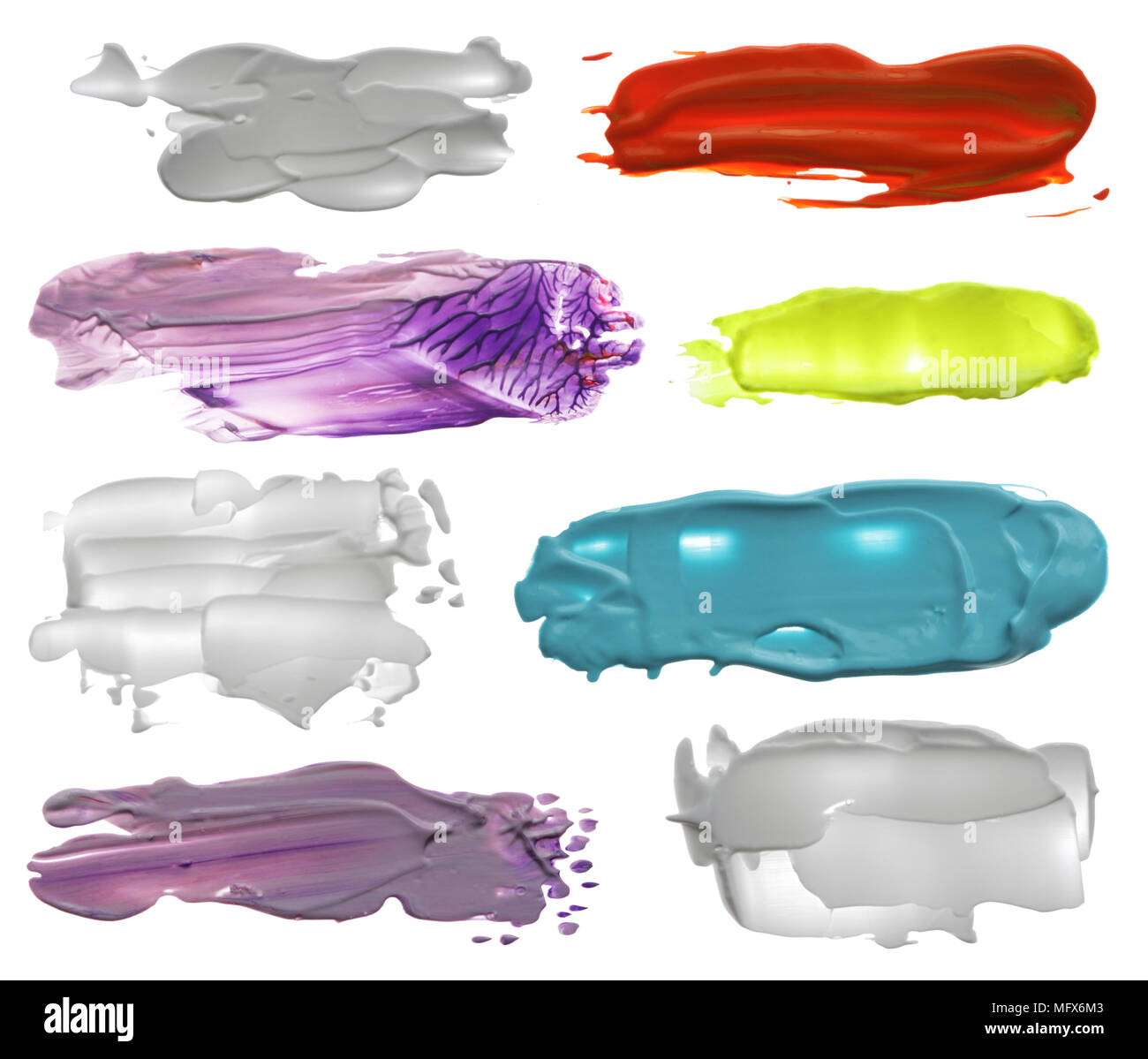 Collection de coups de pinceau acrylique abstrait blots Banque D'Images