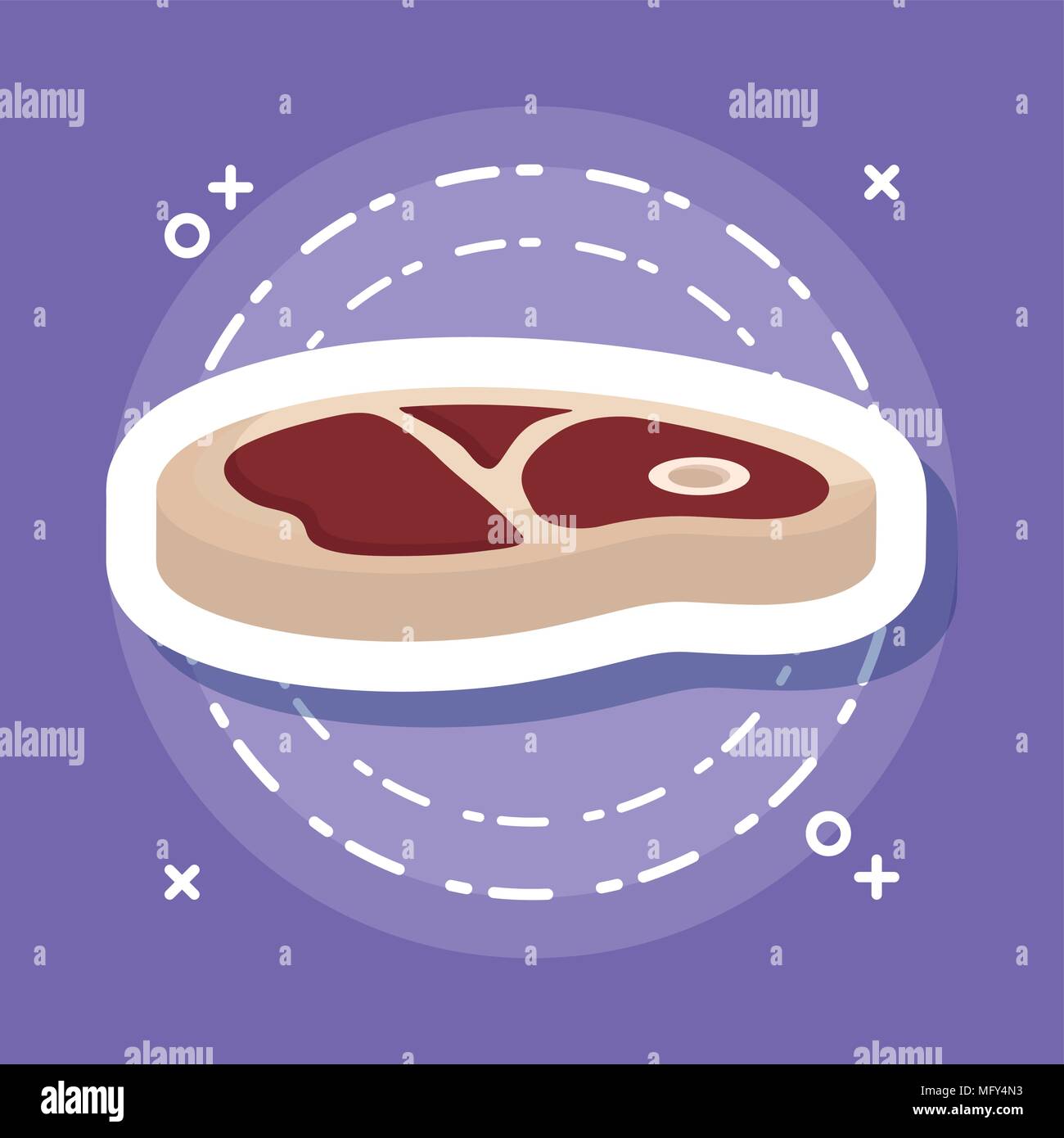 Steak de viande icône sur fond violet, design coloré. vector illustration Illustration de Vecteur