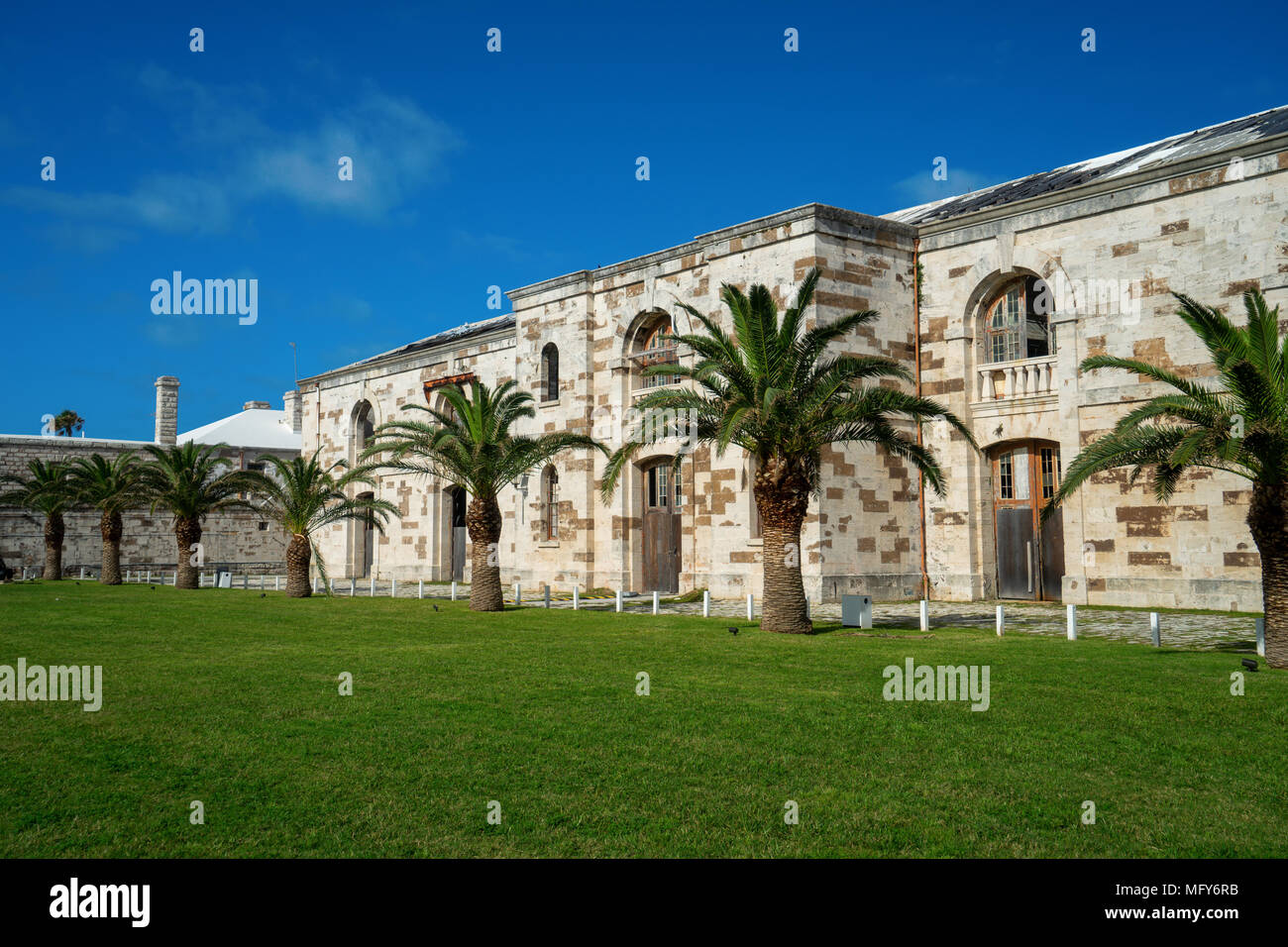 La Tonnellerie bâtiments de la Royal Naval Dockyard, aux Bermudes. Banque D'Images