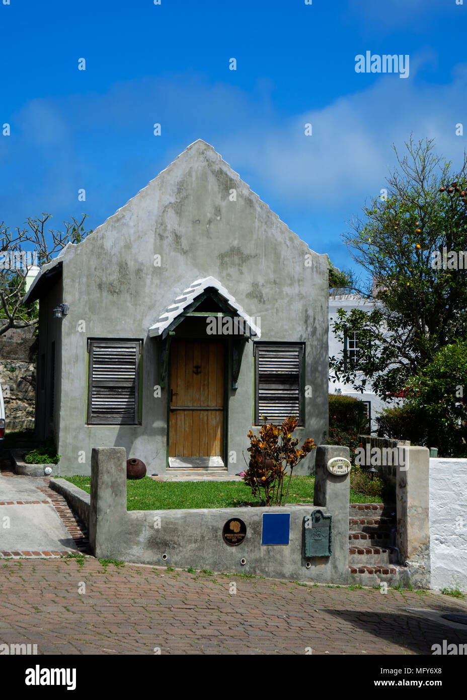 Accueil bermudien unique qui avait été administré par pilote portuaire James "Jimmy" Darrell . Il était un esclave affranchi qui ont acheté cette maison après sa liberté. Banque D'Images