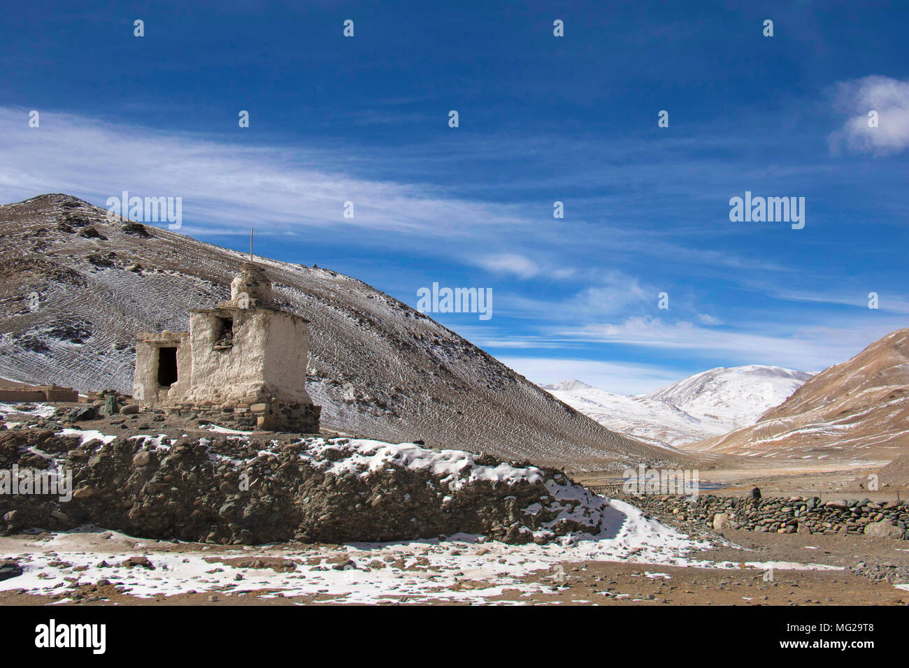 Entrée du village près de Puga sources d'eau chaude, Ladakh Banque D'Images