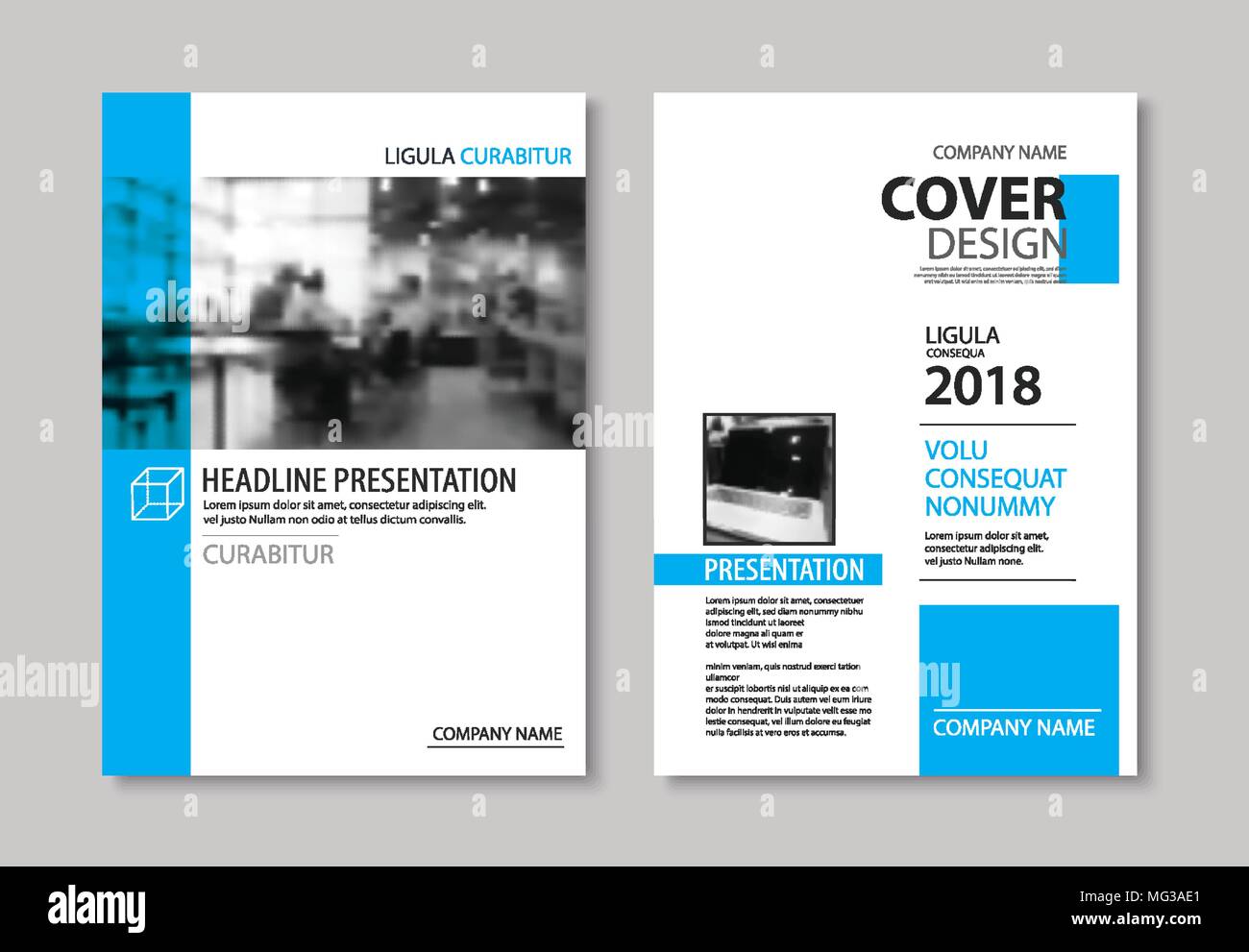 Jeu de cache bleu et la mise en page brochure, flyer, affiche, rapport annuel, des modèles de conception. Pour l'entreprise livre, magazine, présentation, portfolio, corpo Illustration de Vecteur