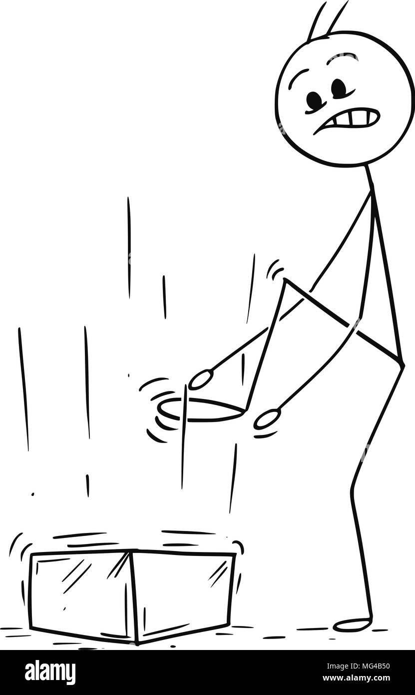 Caricature de l'homme ou d'affaires à qui la brique ou la pierre de tomber sur pied Illustration de Vecteur