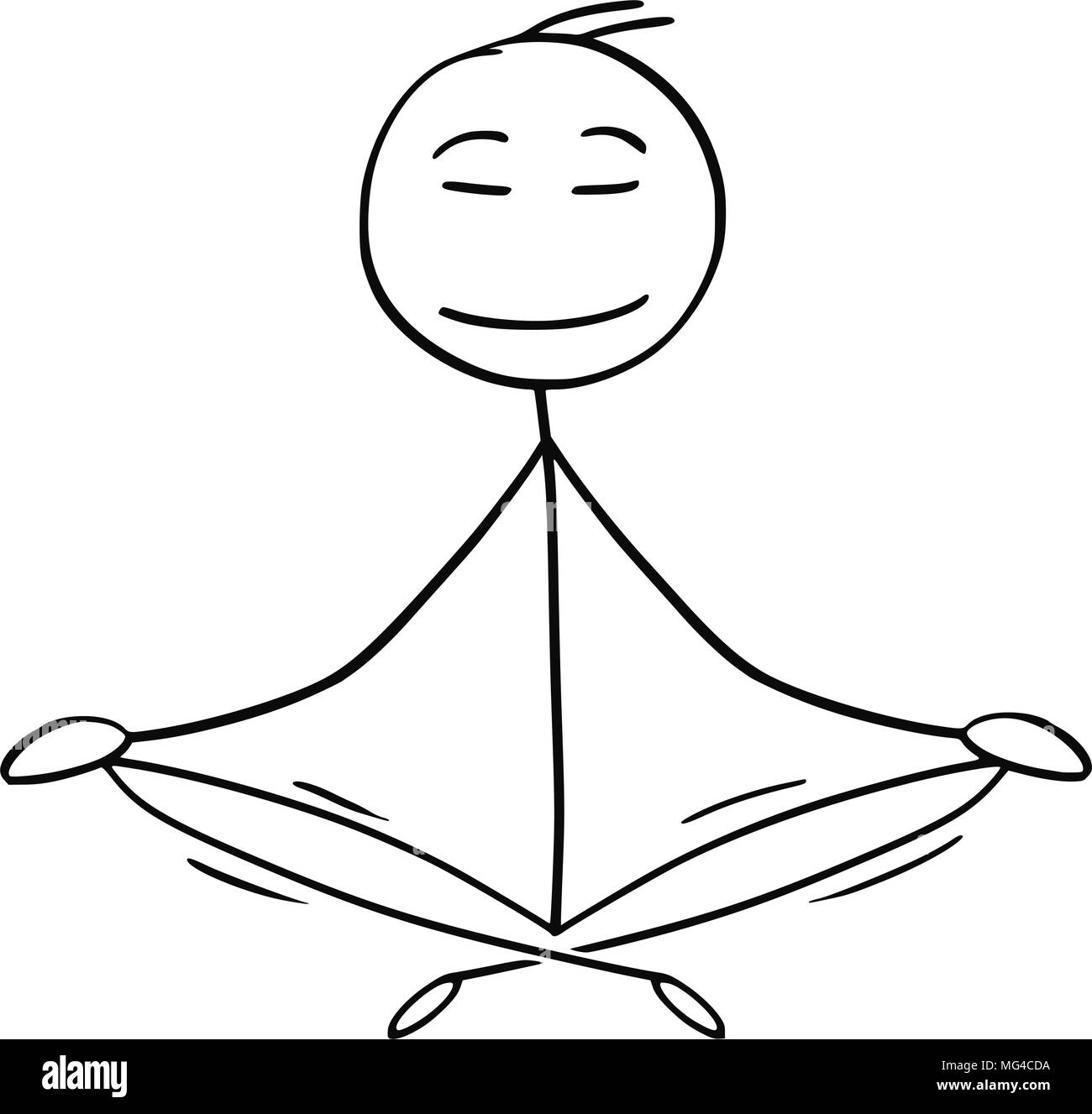 Caricature de l'homme ou homme en position du lotus Yoga pour la relaxation et la méditation Illustration de Vecteur
