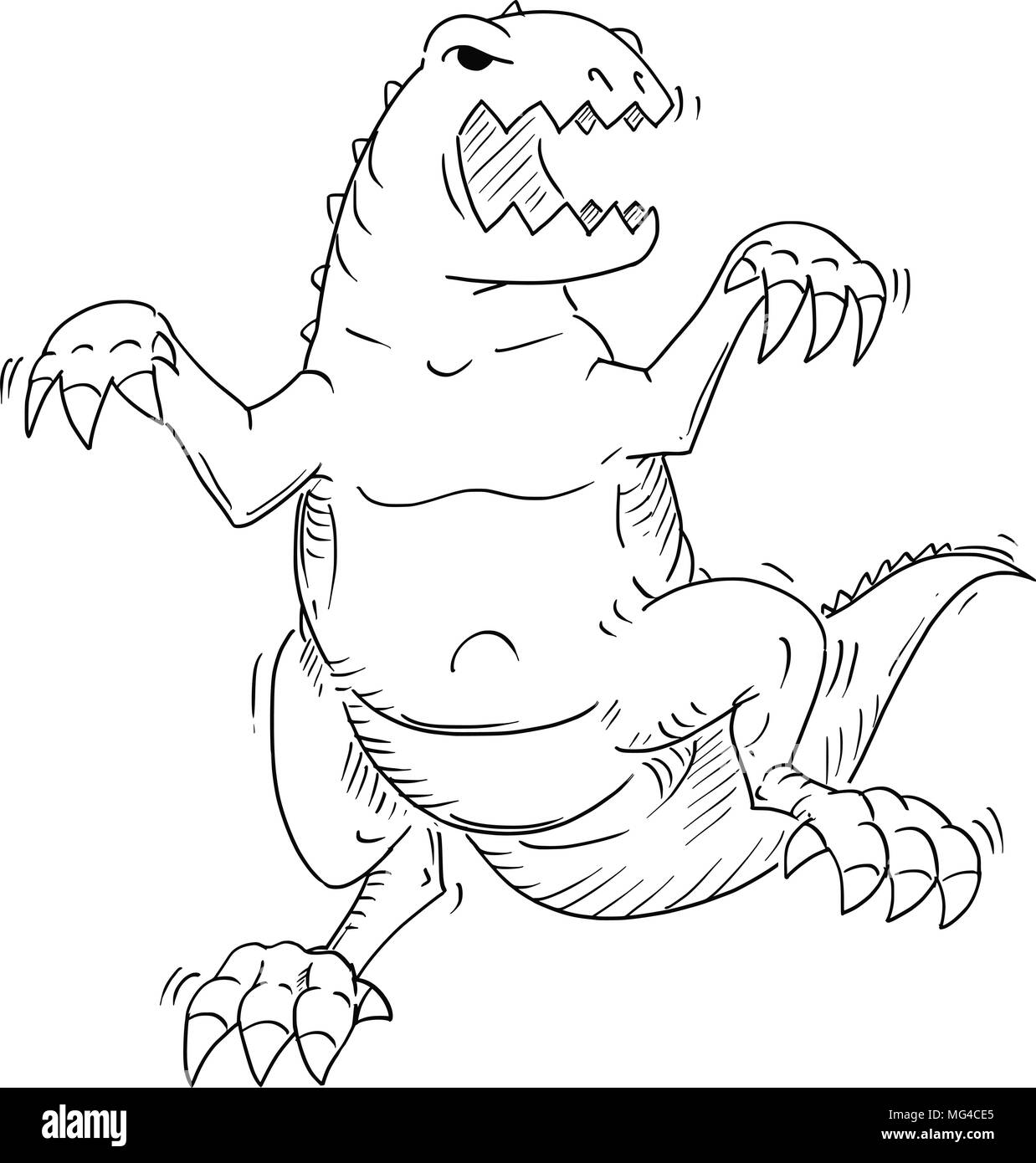 Caricature de dinosaure Tyrannosaure Monster ou créature Godzilla Illustration de Vecteur