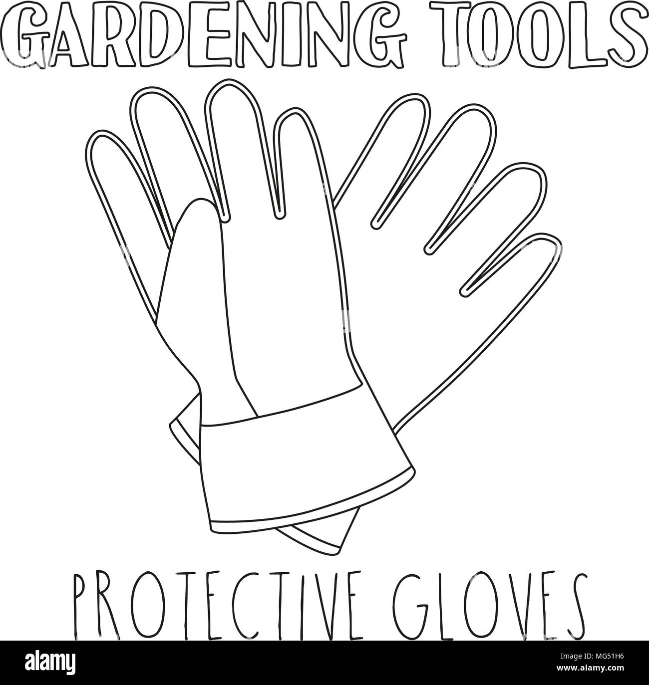Les Dessins Au Trait Noir Et Blanc Gants De Protection La
