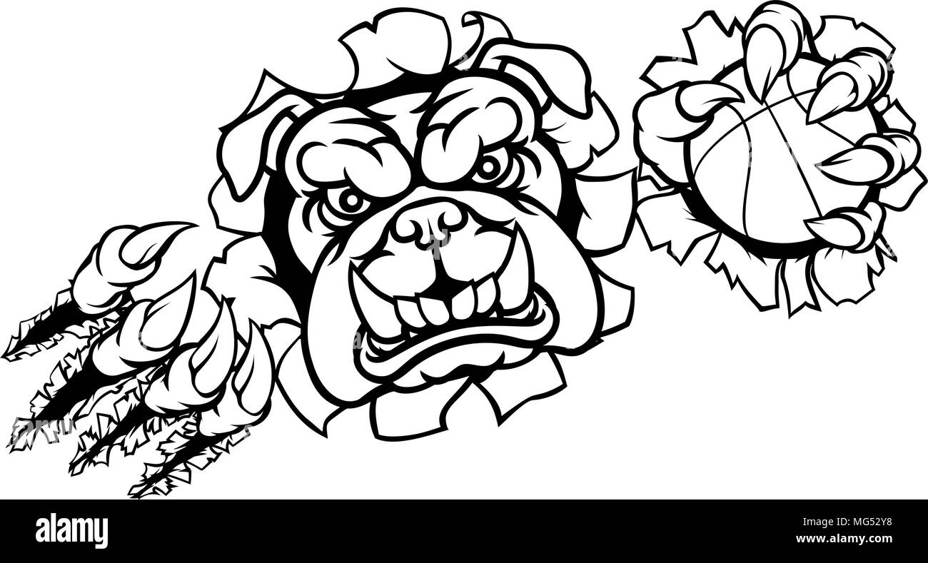 Sports Basket-ball Bulldog Mascot Illustration de Vecteur