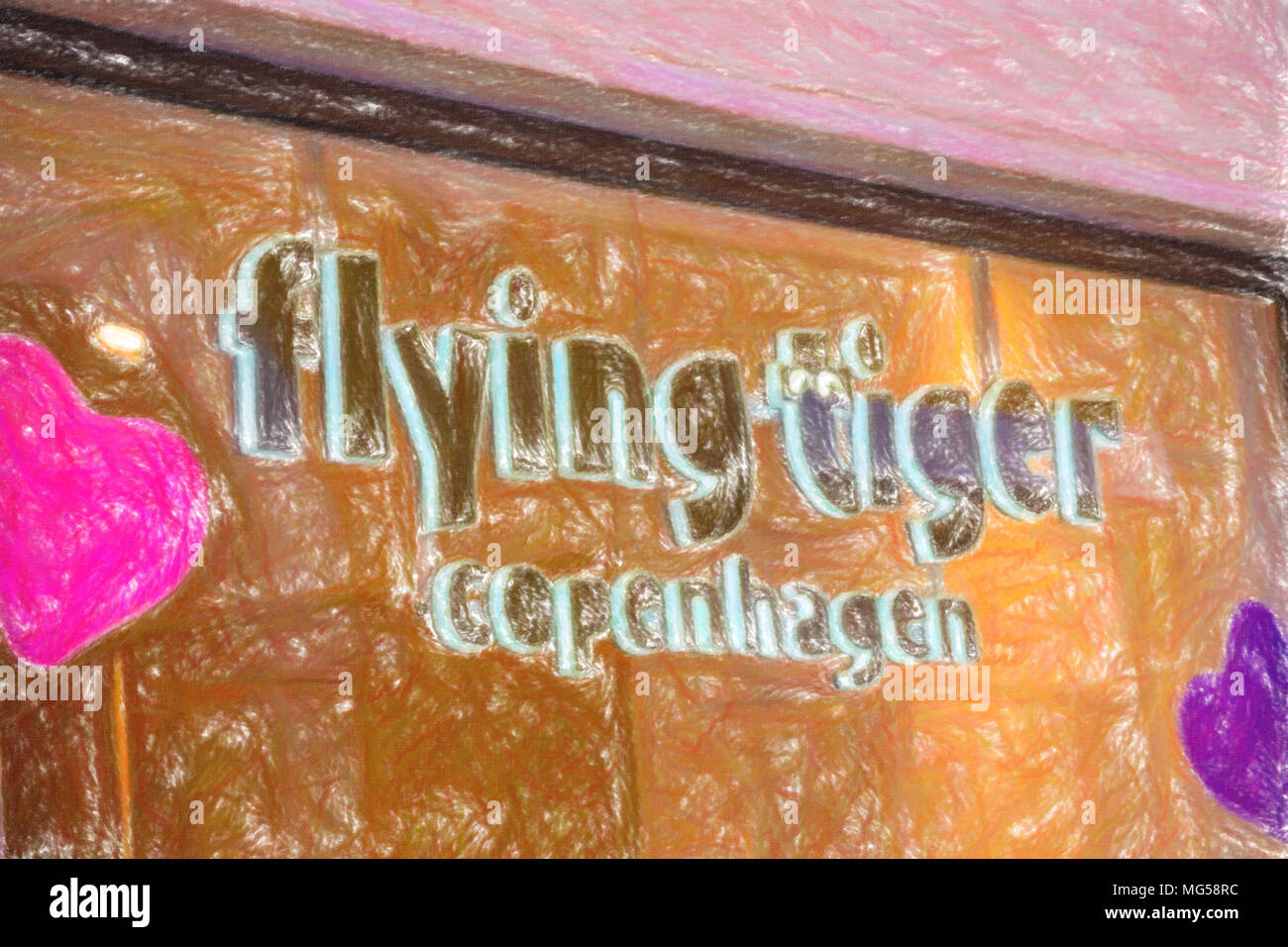 RAVENNA, ITALIE - février 15, 2018 : Flying Tiger Copenhague a ouvert la première boutique à Ravenne. illustration Banque D'Images