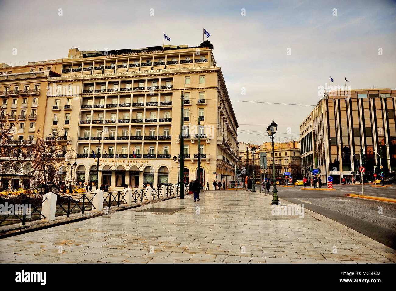 Athènes, Grèce - 18 février : Vue de l'hôtel Grand Bretagne en centre-ville d'Athènes le 18 février 2018. Banque D'Images