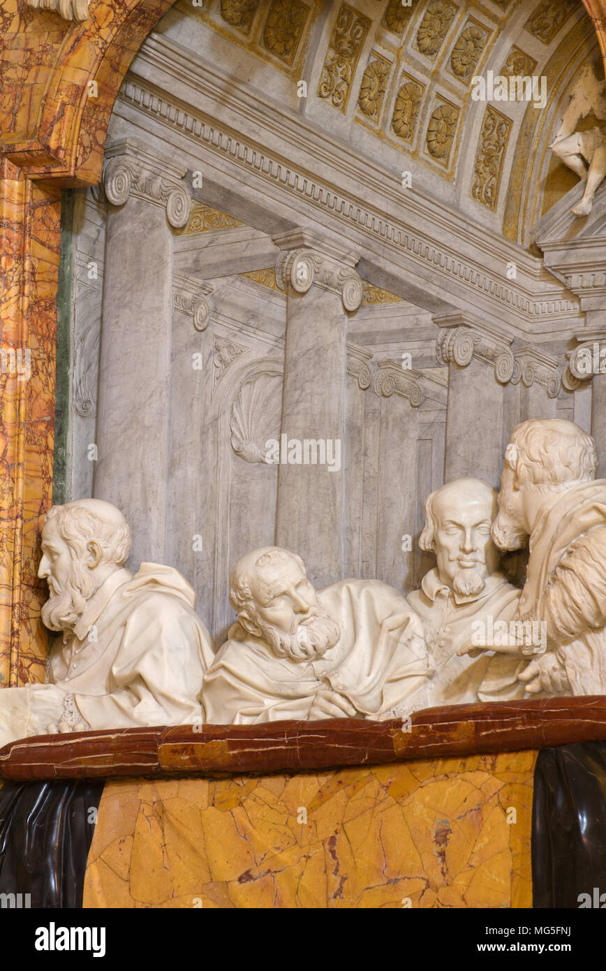 Les membres de la famille Cornaro par Gian Lorenzo Bernini - Chapelle Cornaro - Église de Santa Maria della Vittoria - Rome Banque D'Images