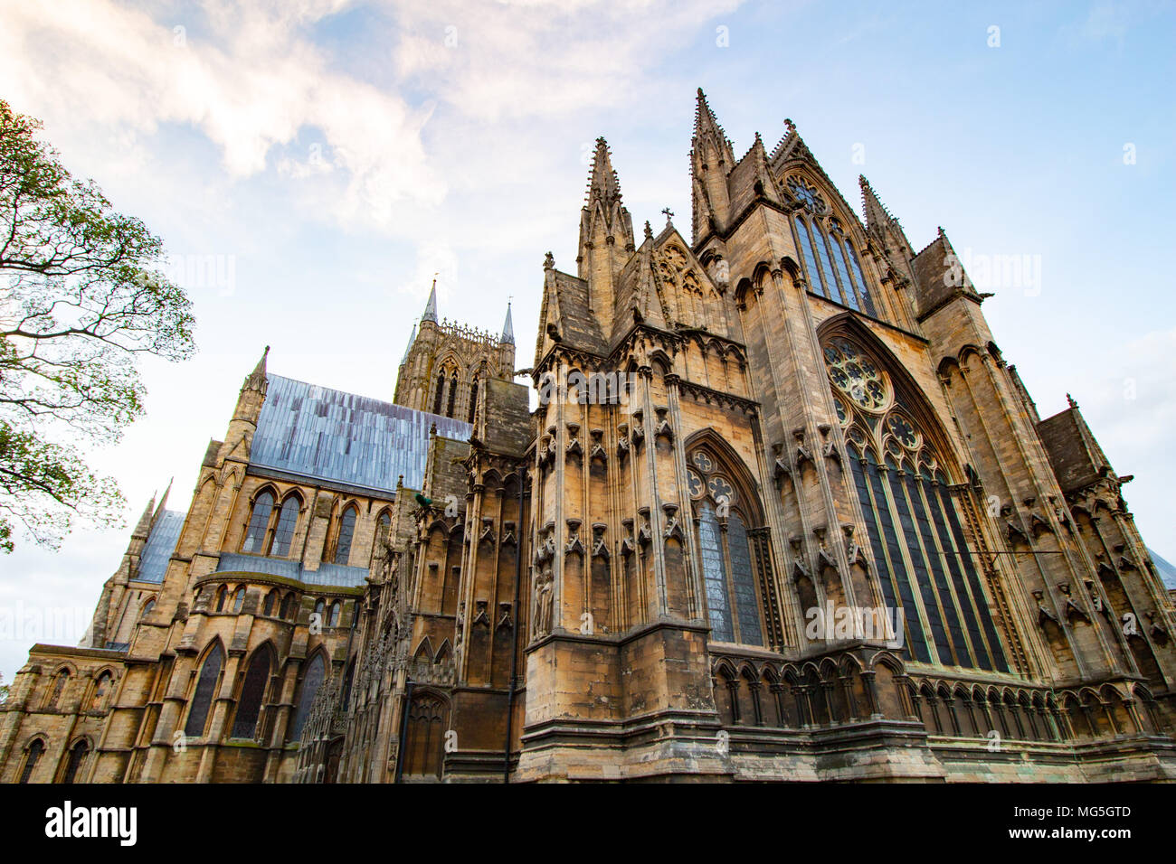 La Cathédrale de Lincoln en photo en début de soirée vue depuis le sud. Banque D'Images