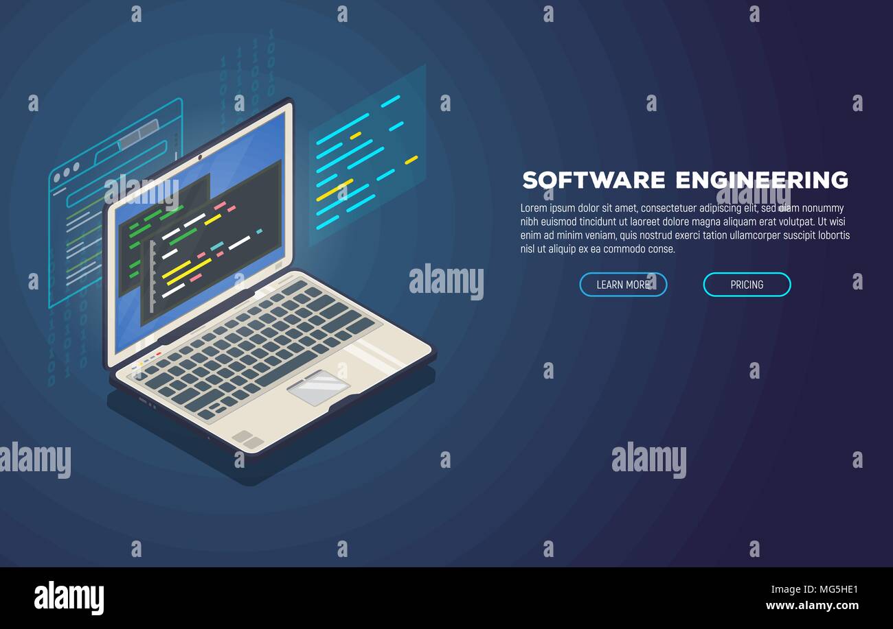 Bannière de développement logiciel Illustration de Vecteur