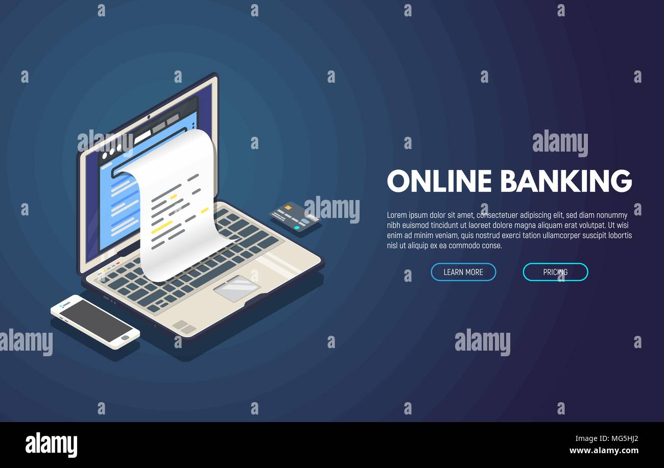 Bannière de services bancaires en ligne Illustration de Vecteur