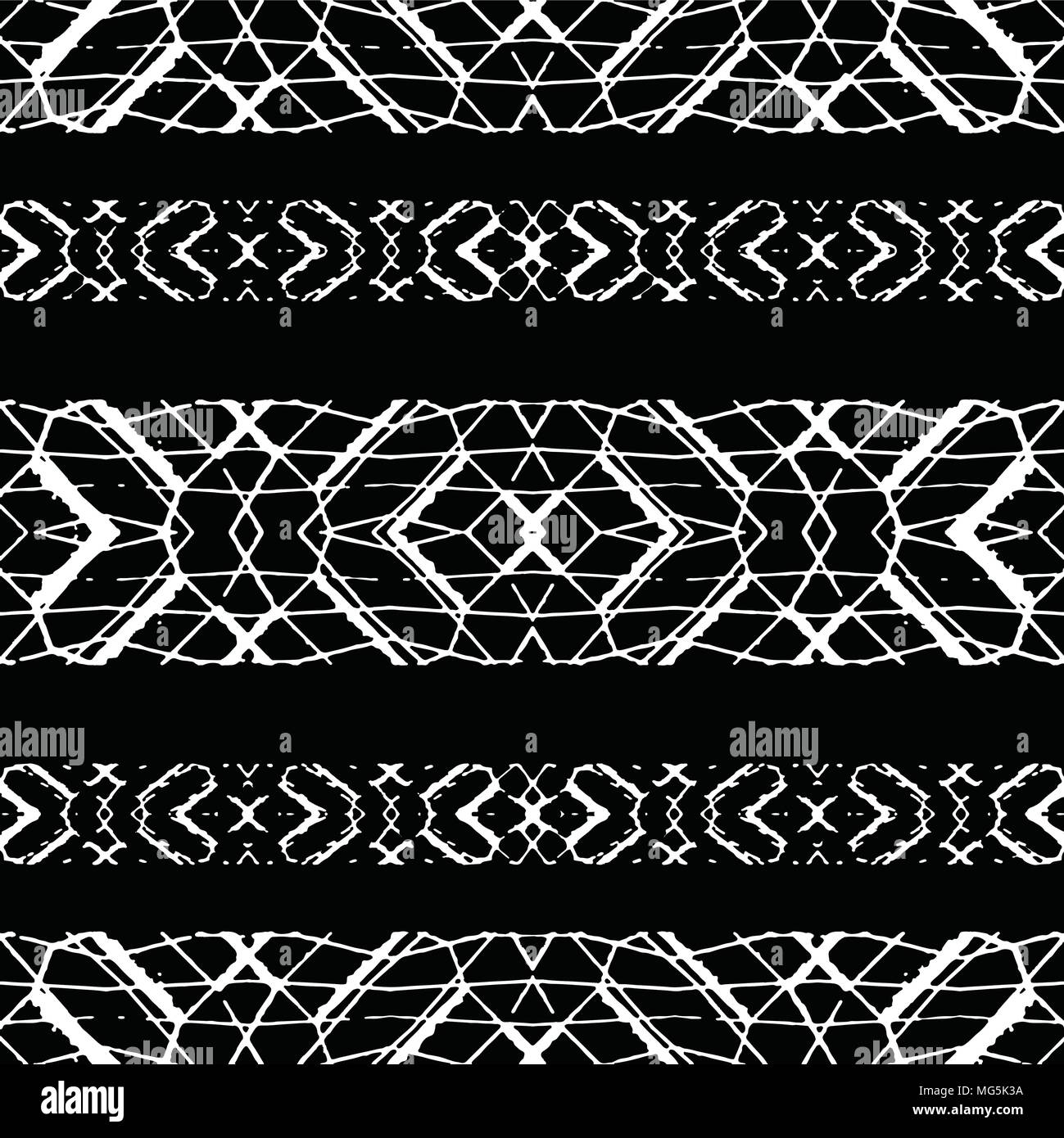 La technique d'art numérique moderne de style géométrique abstraite style ethnique ou tribal design rayures en noir et blanc Illustration de Vecteur