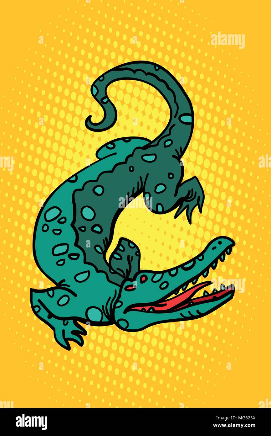 Alligator Crocodile caïman. Comic cartoon vector illustration rétro pop art dessin kitsch Illustration de Vecteur