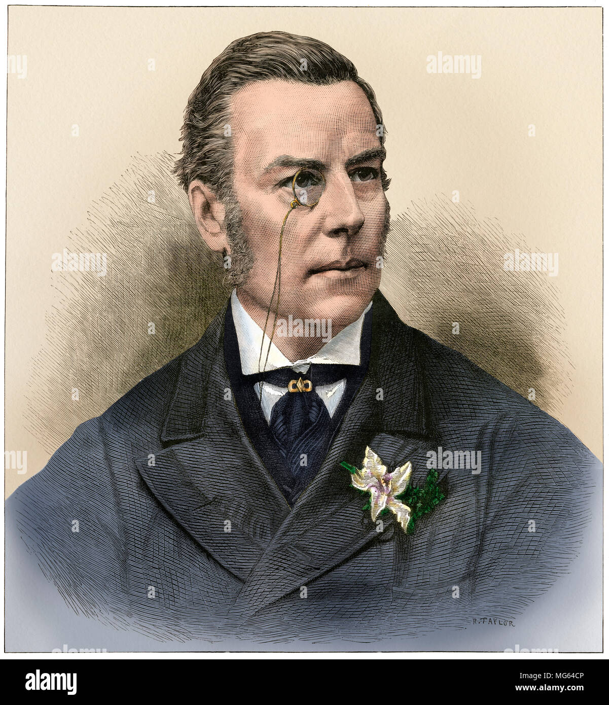 Joseph Chamberlain, homme d'État britannique, 1880. Gravure sur bois couleur numérique Banque D'Images