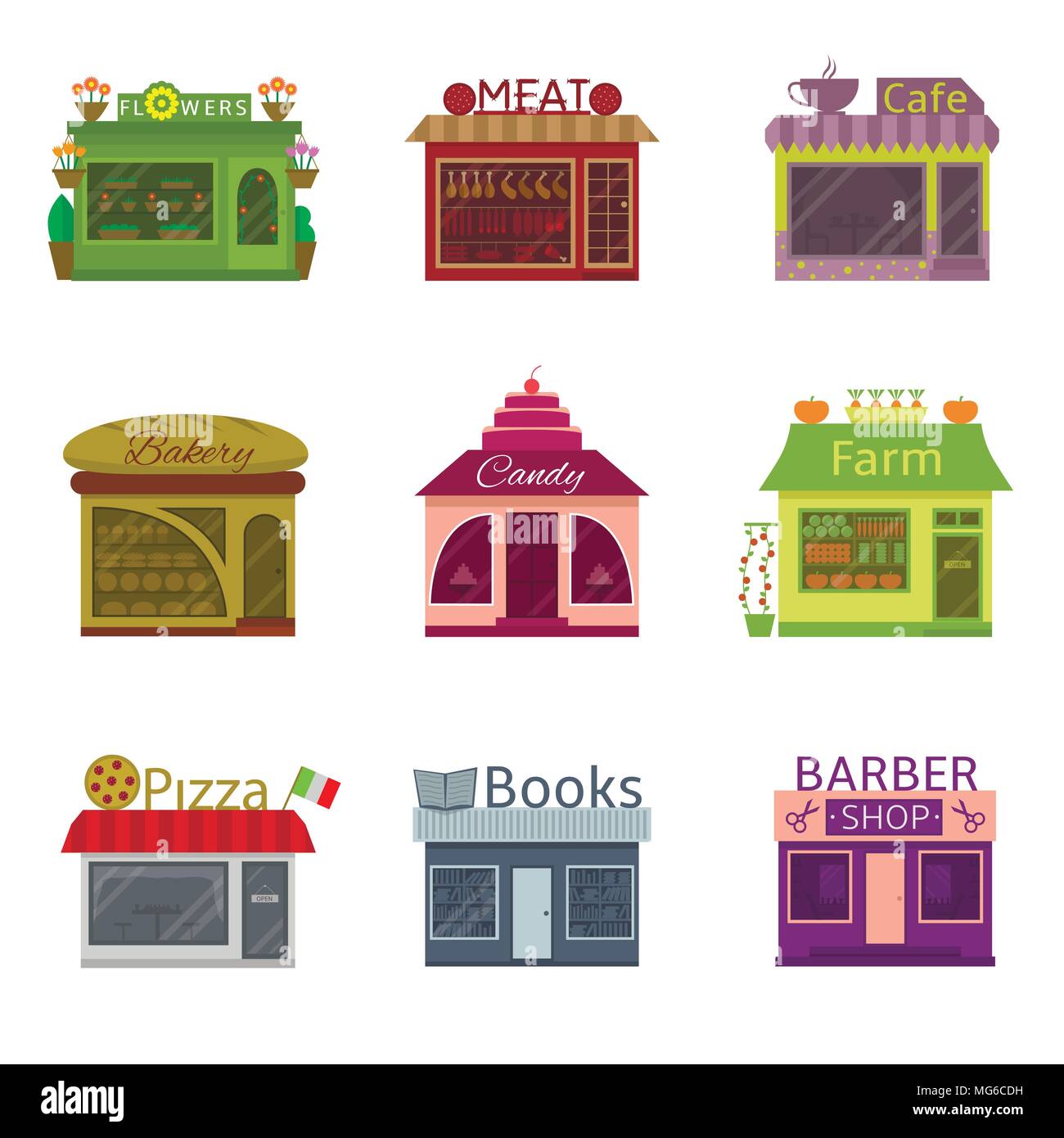 Boutiques et restaurants Illustration de Vecteur