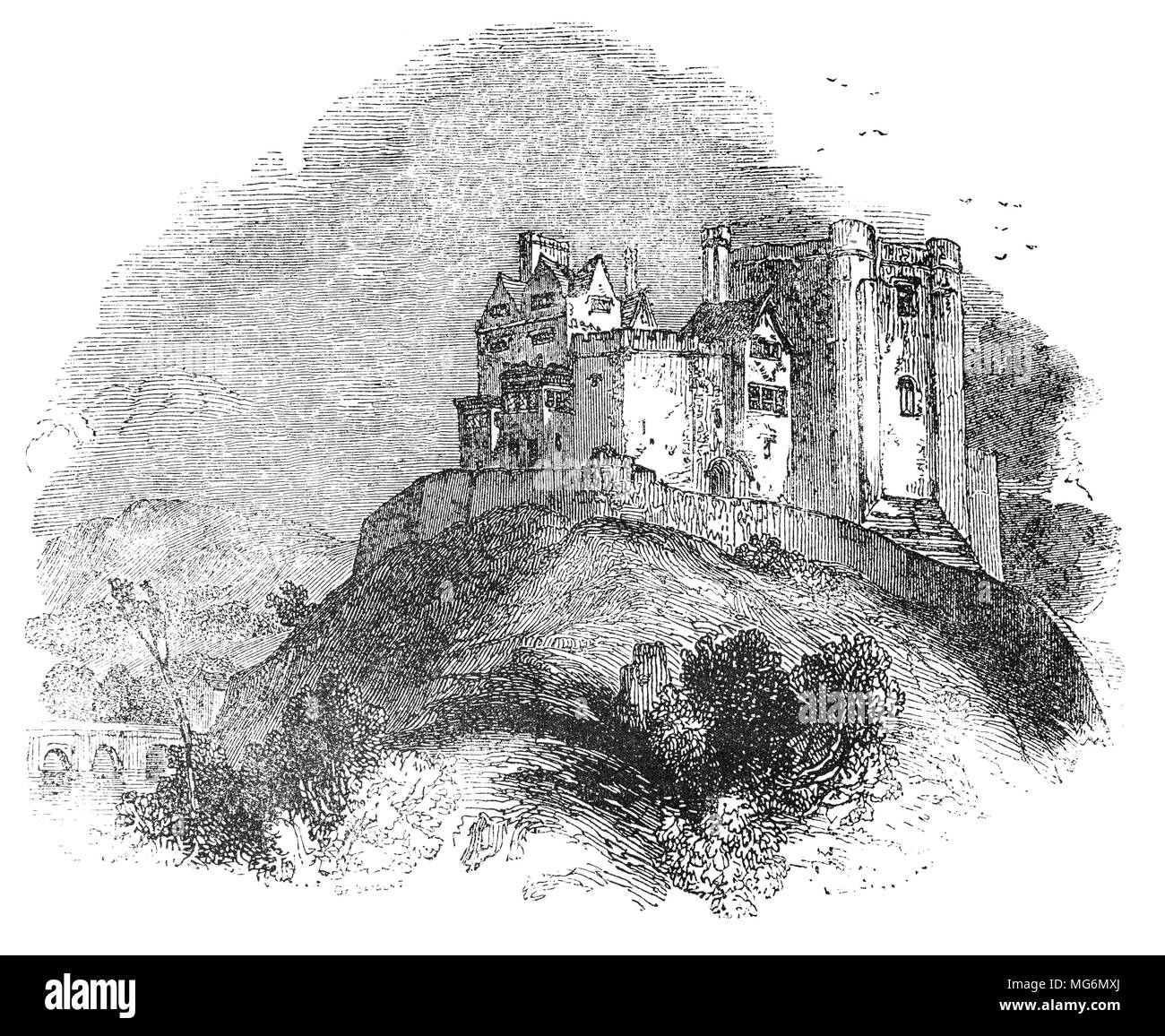 12ème siècle château de Tamworth, un bâtiment classé, est un château normand, surplombant le confluent de la rivière Anker et la rivière Tame, dans la ville de Tamworth, dans le Staffordshire, en Angleterre. Une fresque Arthurienne, a été peint pendant la seigneurie de Sir Thomas Ferrers, qui a été anobli en 1461. Le duel entre Lancelot et Tarquin a été mentionné dans le Sir Thomas Malory "Morte d'Arthur", imprimé par William Caxton, et publié en 1485, l'année où le roi Richard III a été défait à la bataille de Bosworth Field. Banque D'Images