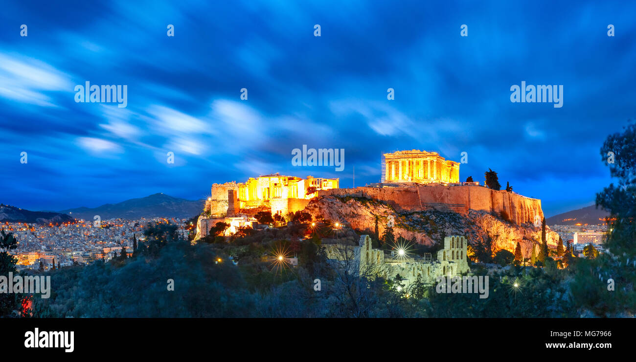 La colline de l'Acropole et le Parthénon à Athènes, Grèce Banque D'Images