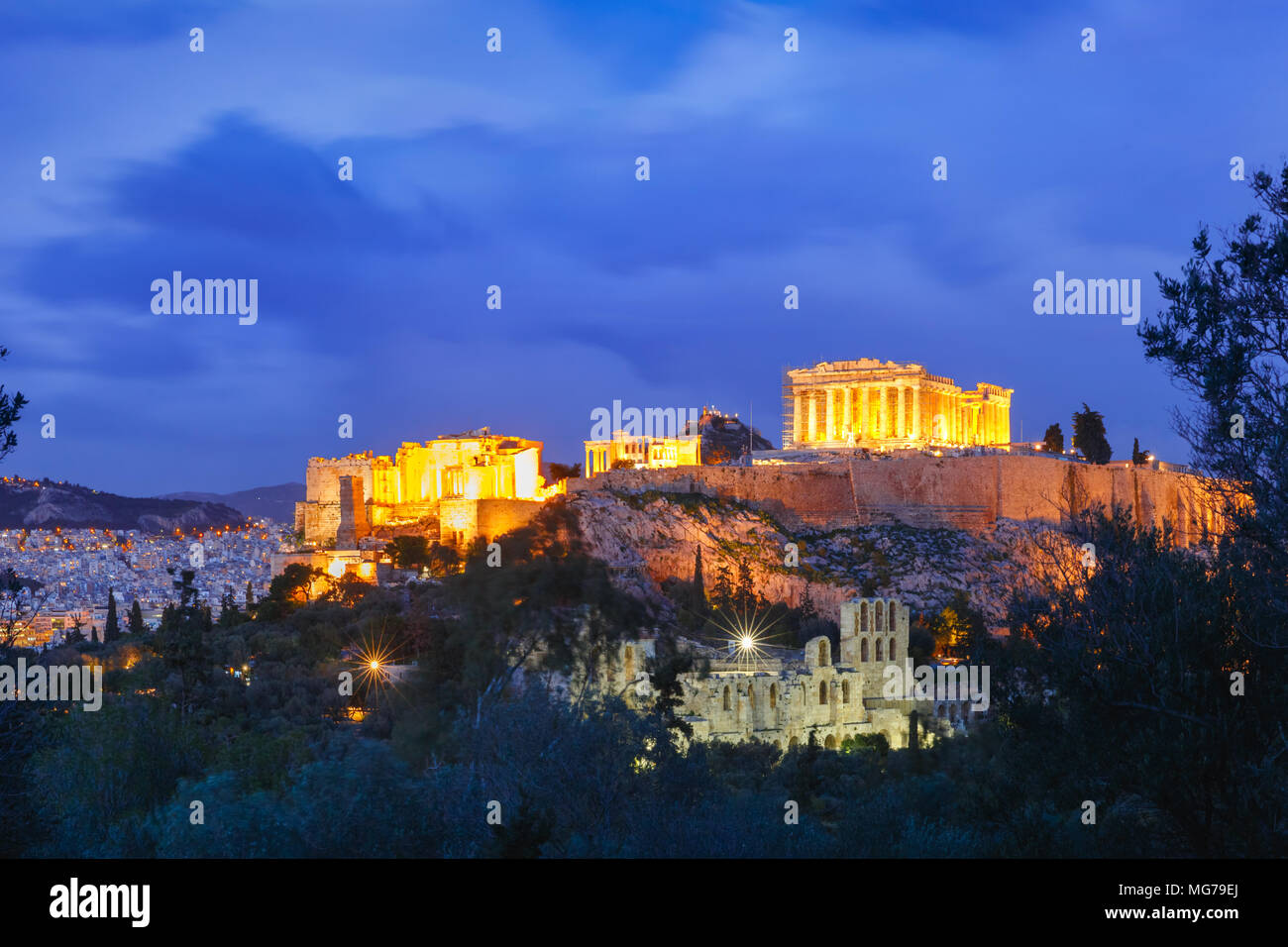 La colline de l'Acropole et le Parthénon à Athènes, Grèce Banque D'Images