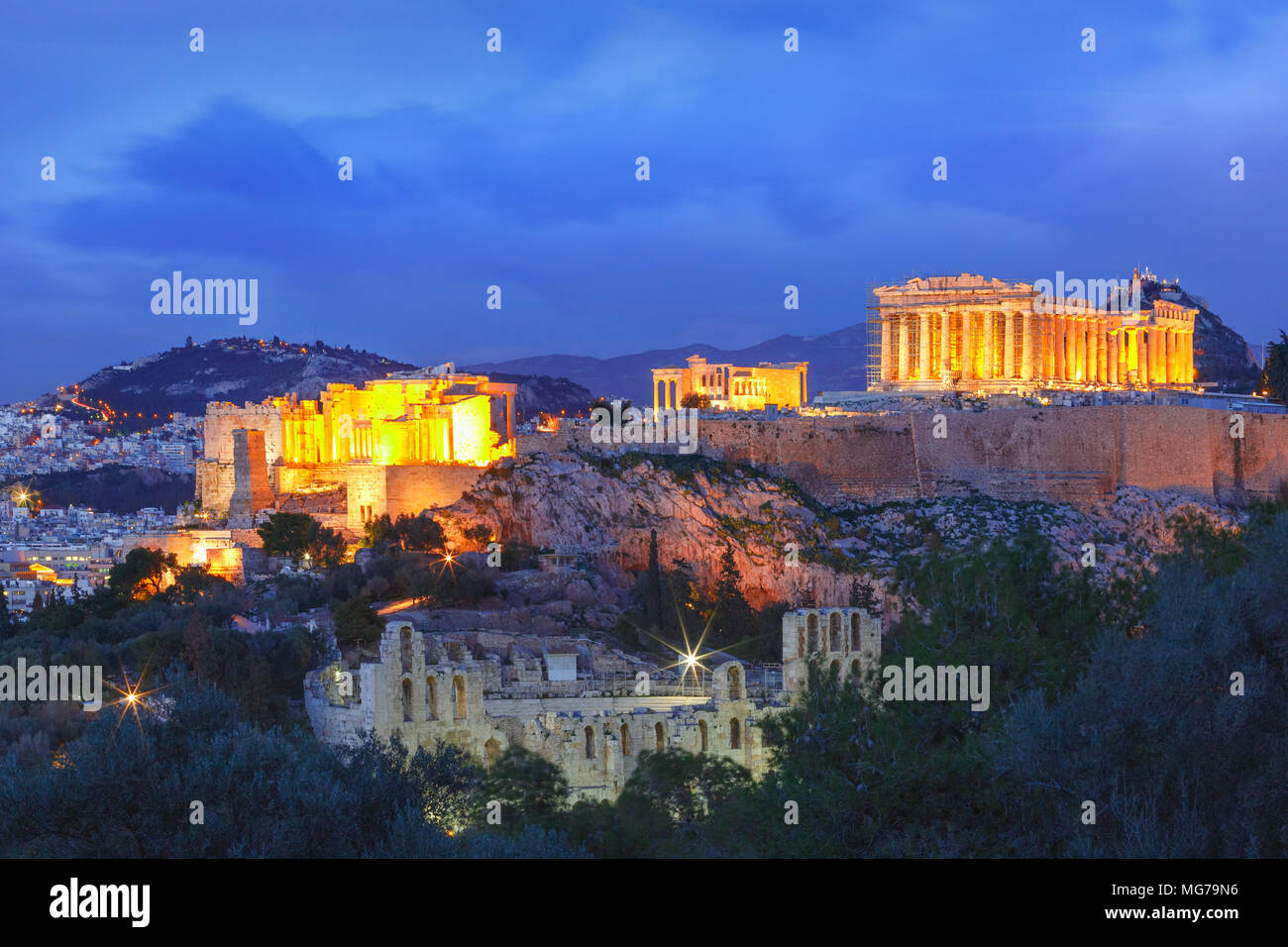La colline de l'Acropole et le Parthénon à Athènes, Grèce Banque D'Images