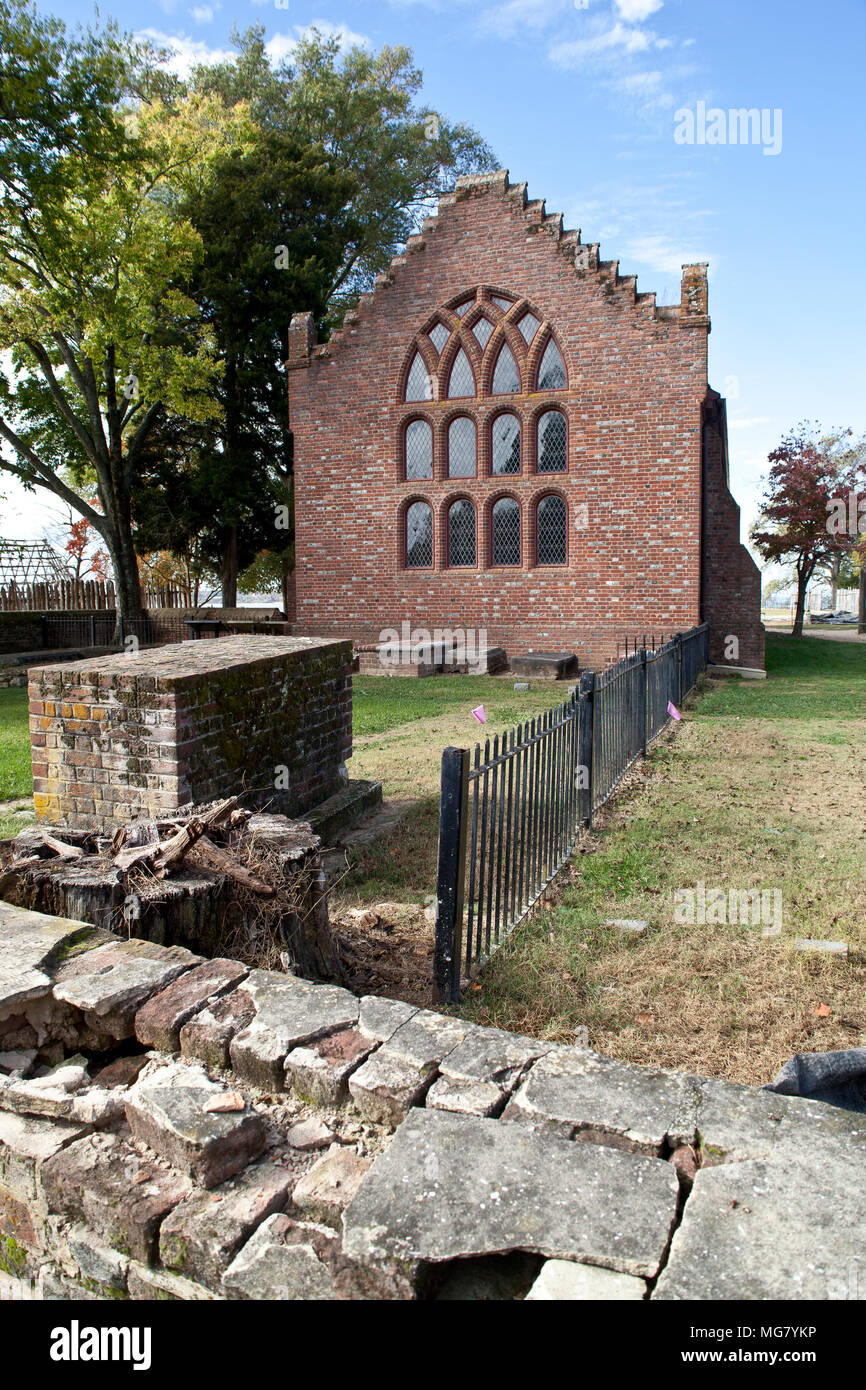 James town Memorial Church dans la ville historique de Jamestown settlement Virginia USA Banque D'Images