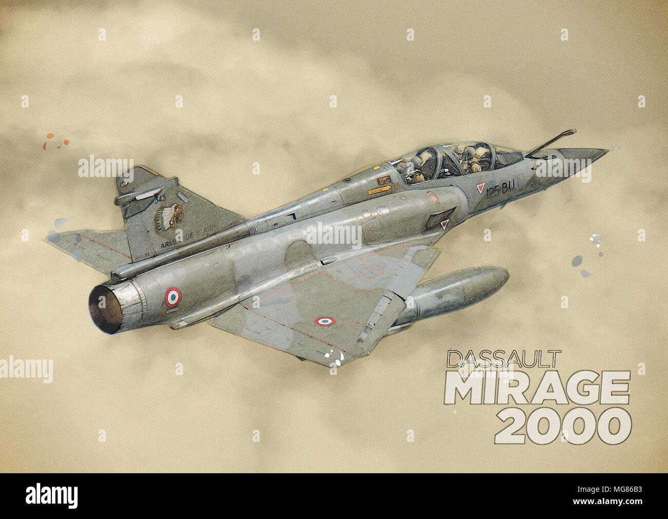 Mirage 2000D dans la montée de postcombustion Banque D'Images
