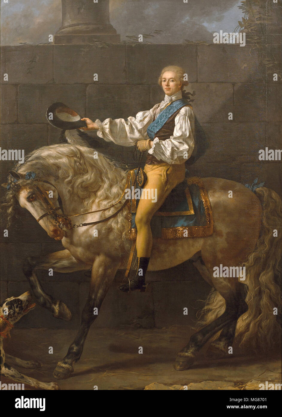 Portrait équestre de Stanisław Kostka Potocki (1781) par Jacques-Louis David Banque D'Images