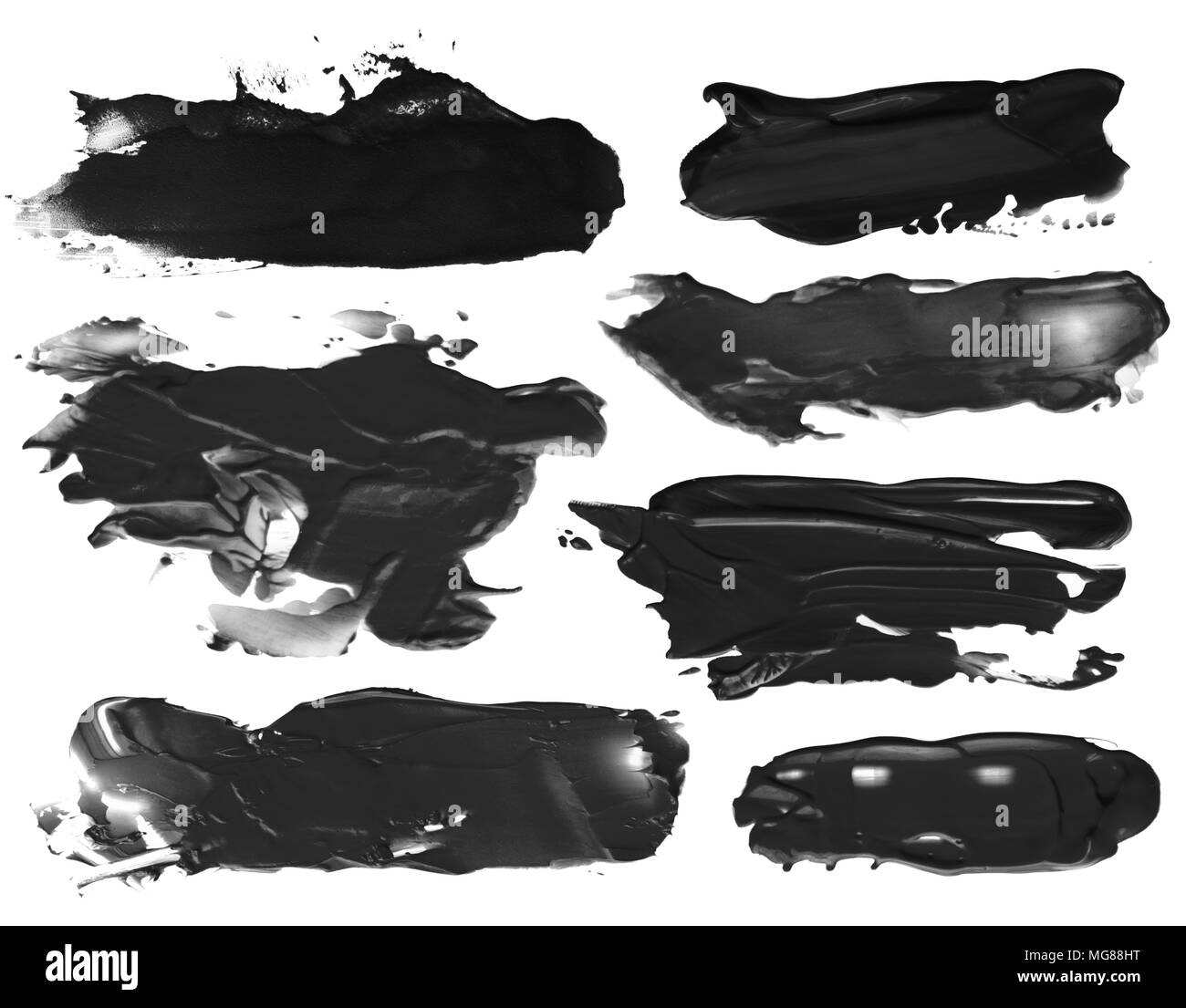 Collection de coups de pinceau acrylique abstrait blots Banque D'Images