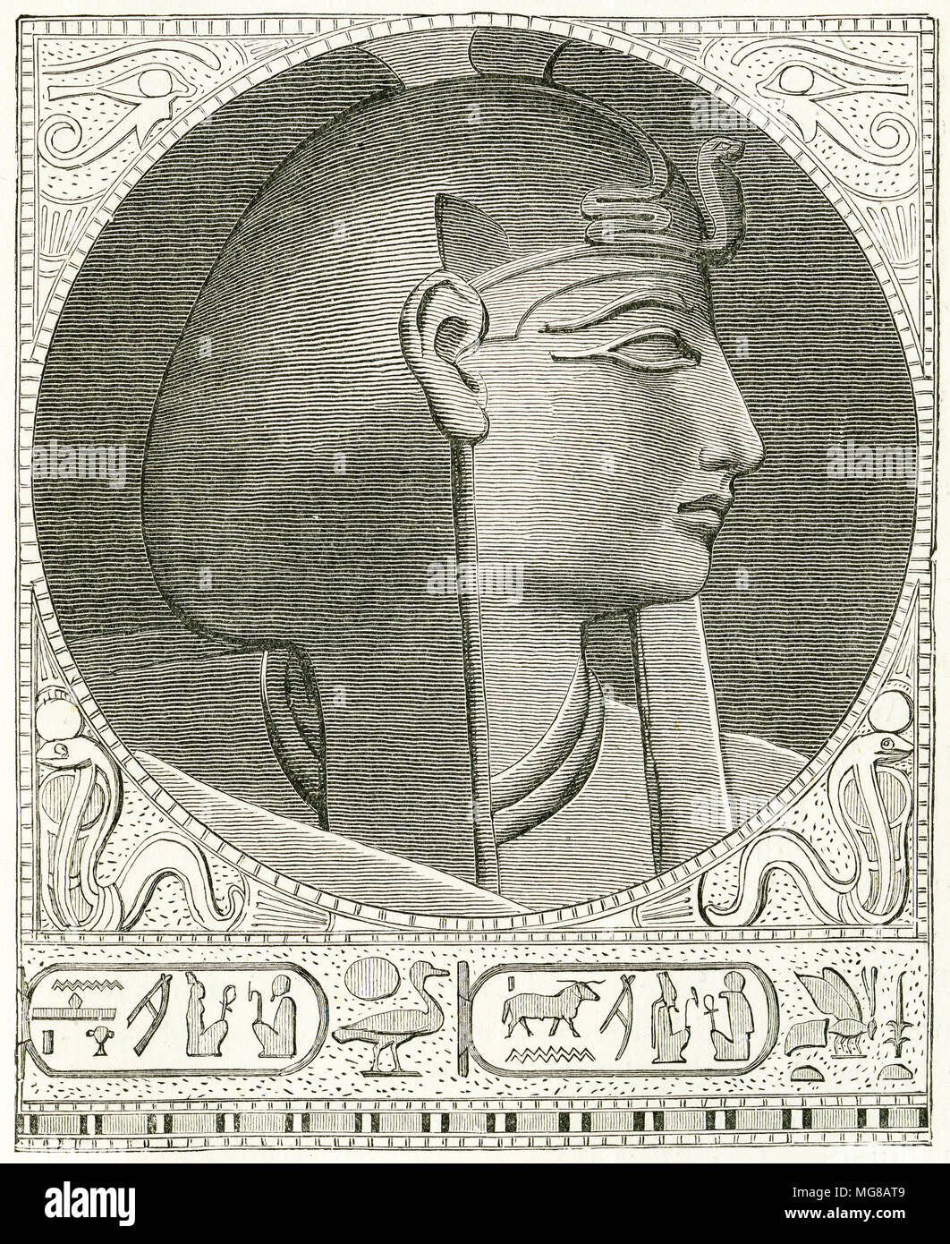 Gravure de Pharaon Menephtah II, un candidat d'être le pharaon de l'Exode. À partir d'une gravure originale à l'édition de 1895 dans la roche taillée, par Samuel Kinns Banque D'Images