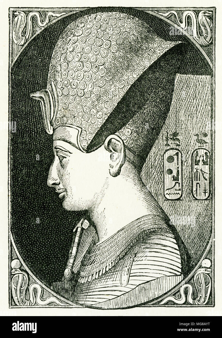 Gravure d'Ramaases Pharaon II, un candidat d'être le pharaon de l'Exode. À partir d'une gravure originale à l'édition de 1895 dans la roche taillée, par Samuel Kinns Banque D'Images