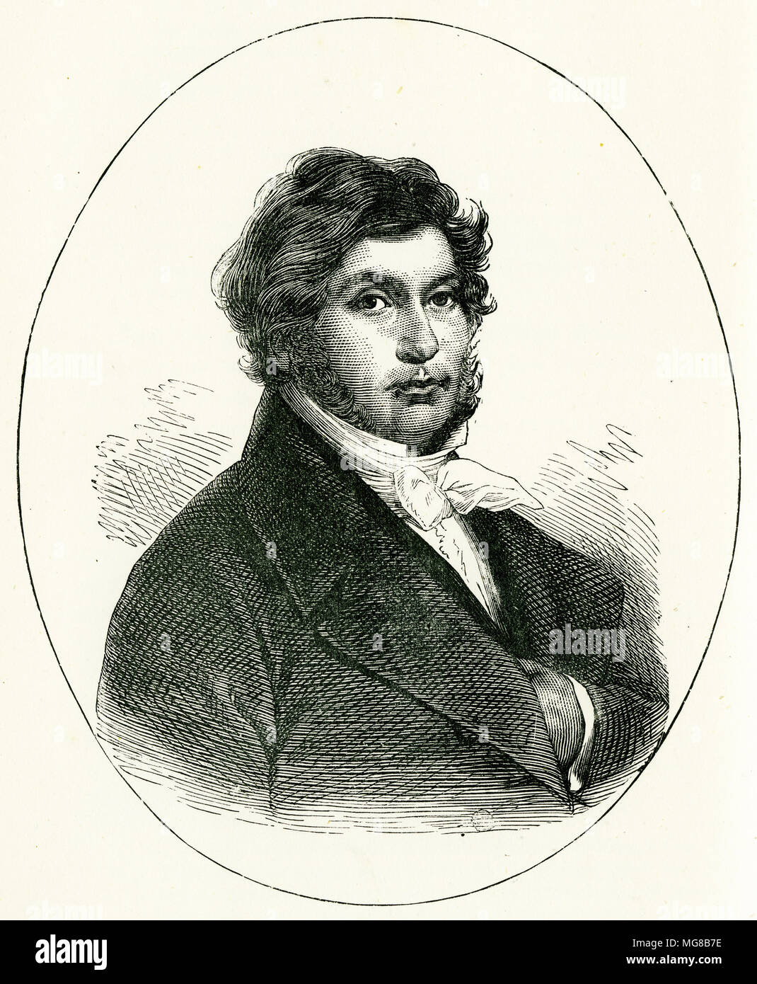 Gravure de Jean François Champollion, traducteur de la pierre de Rosette. À partir d'une gravure originale à l'édition de 1895 dans la roche taillée, par Samuel Kinns Banque D'Images