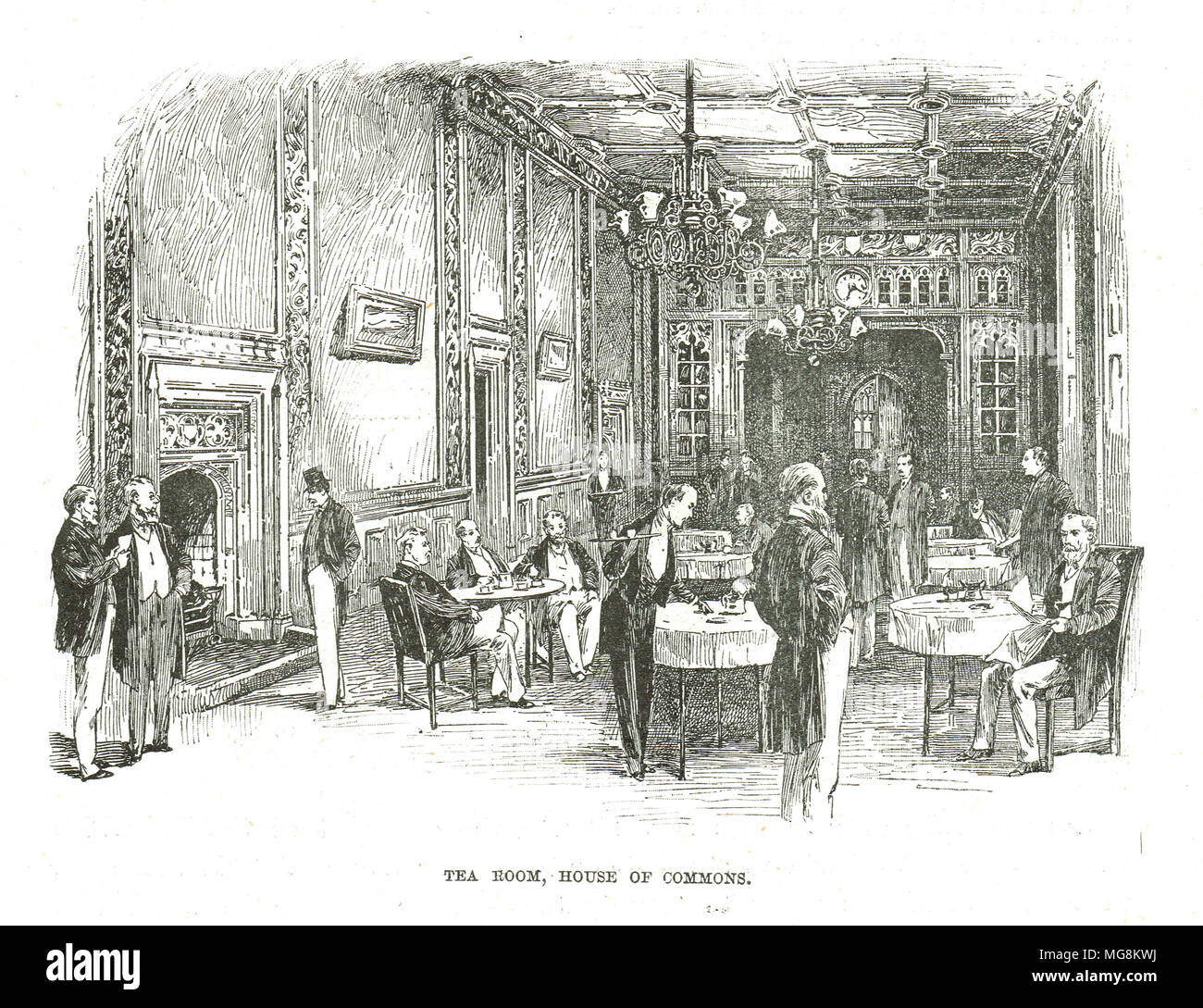 Salon de thé, Chambre des communes, 19e siècle, le palais de Westminster, Londres, Angleterre Banque D'Images
