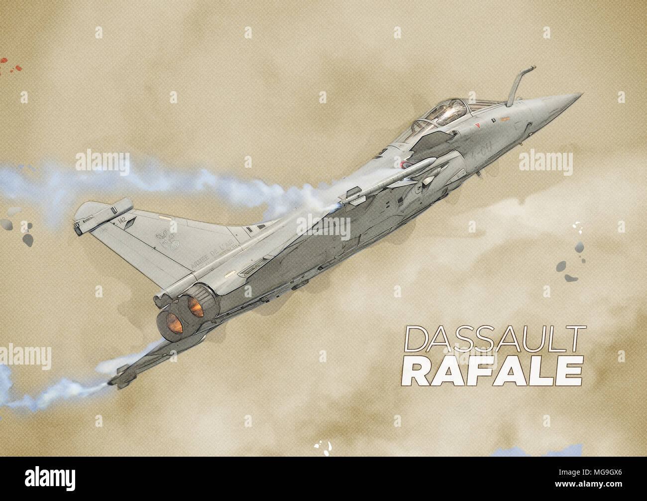 Illustration de style art mixte Dassault Rafale Banque D'Images