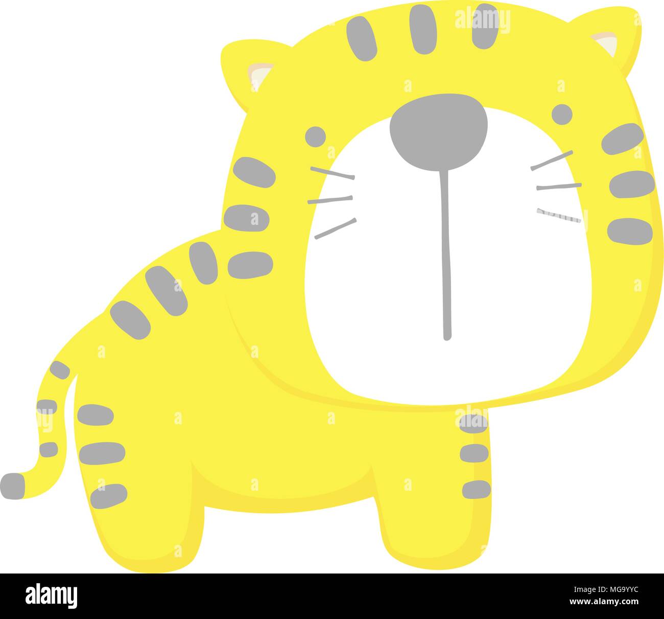Mignon bébé tigre isolé sur fond blanc design plat pour bébés et enfants Illustration de Vecteur