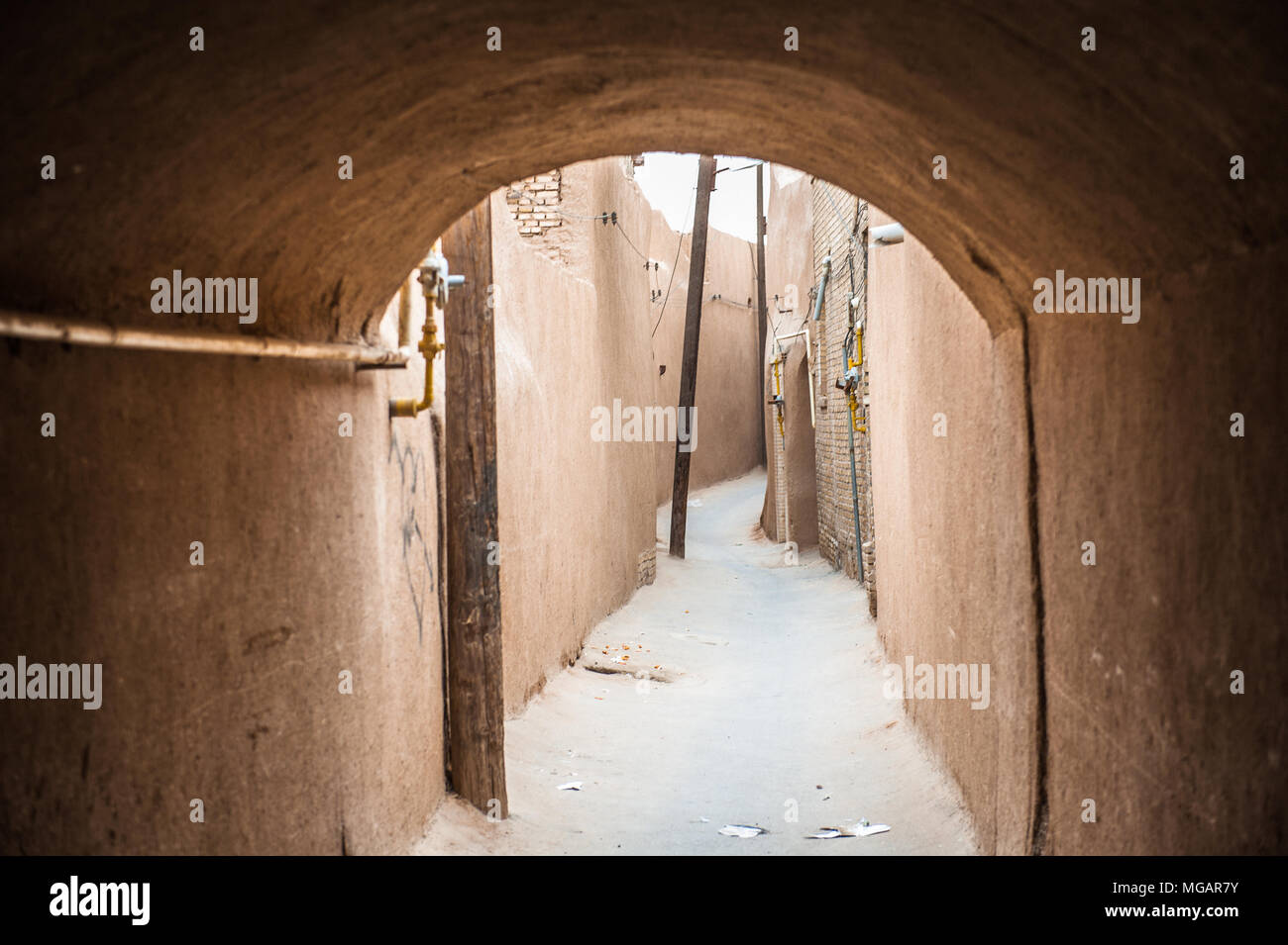 Mur de la vieille maison à Yazd, Iran Banque D'Images