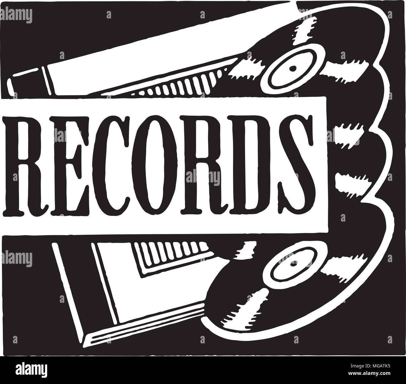 Records - Retro Art Ad Banner Illustration de Vecteur