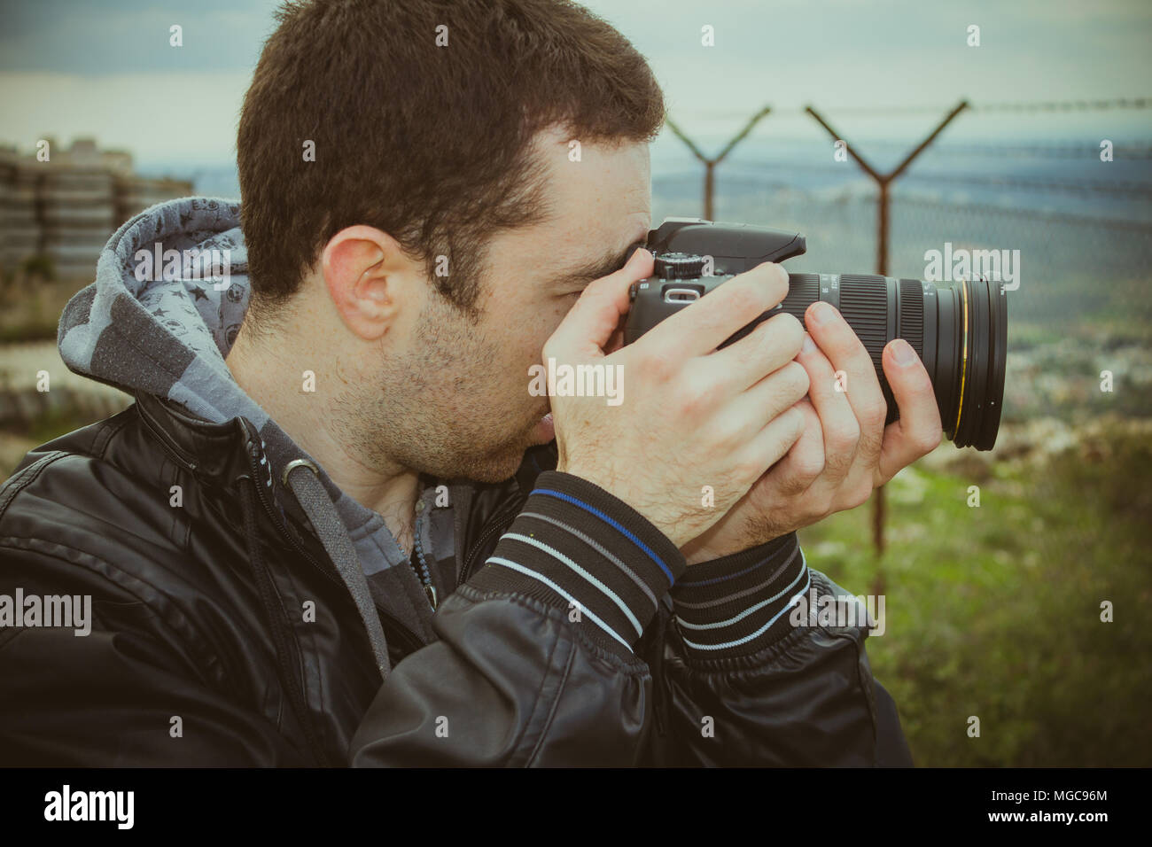 En Dehors De La Prise De Vue Photographe Avec Appareil Photo - 