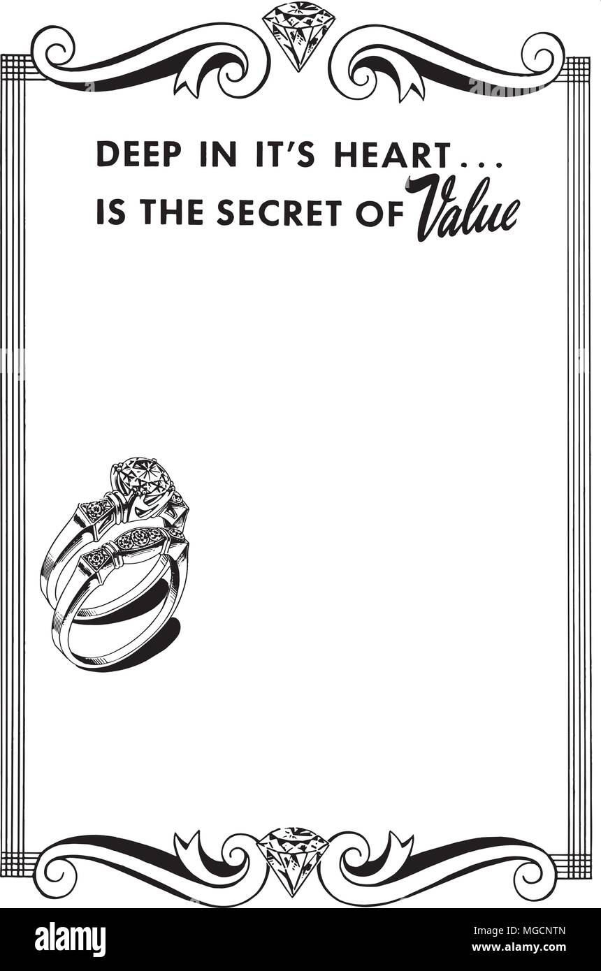 Faites défiler la frontière avec Diamant - Retro Clipart Banner Illustration de Vecteur