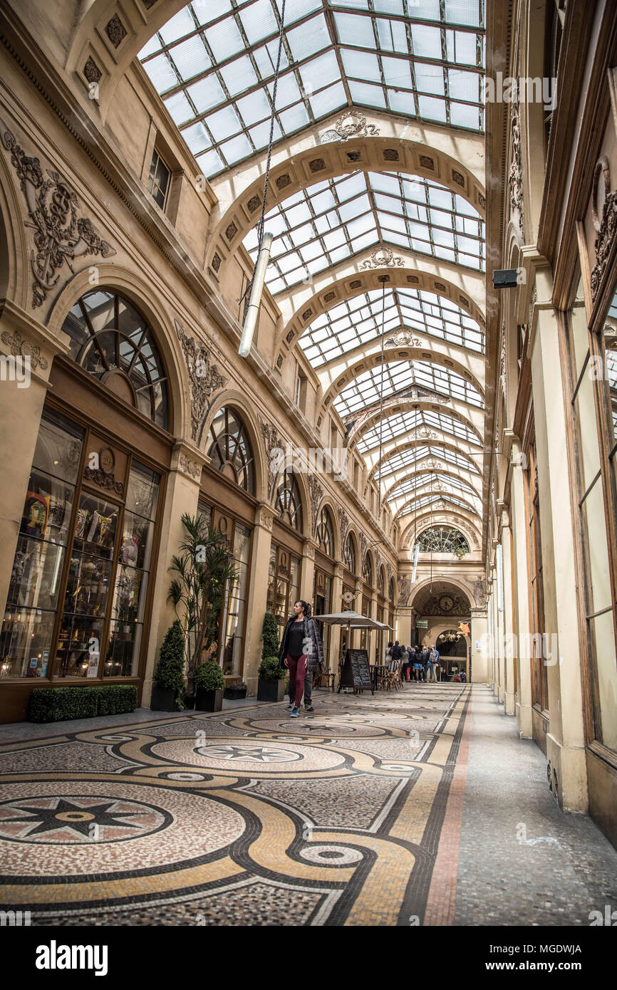 Galerie Vivienne, un des plus beaux passages couvert de Paris Banque D'Images