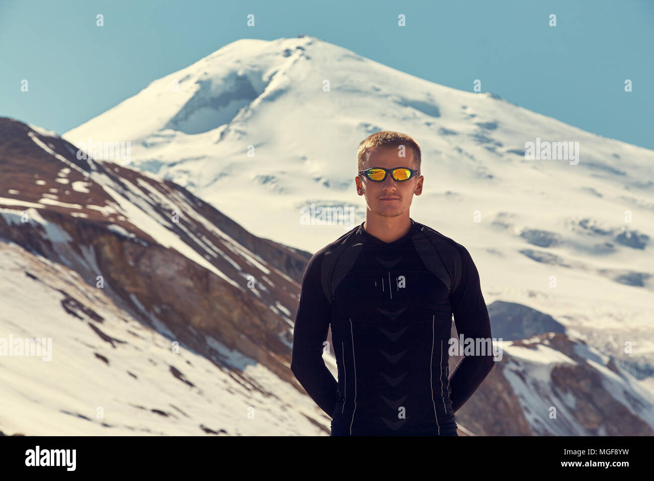 Randonneur dans la montagne Banque D'Images