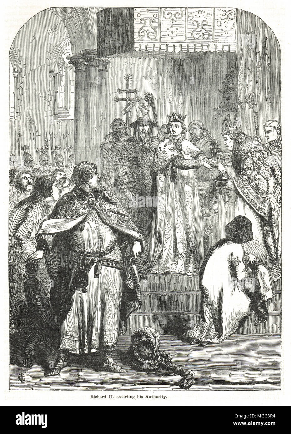 Le roi Richard II d'Angleterre, affirmant son autorité au grand conseil, peut 1389, rejetant l'Lords Appelants Banque D'Images