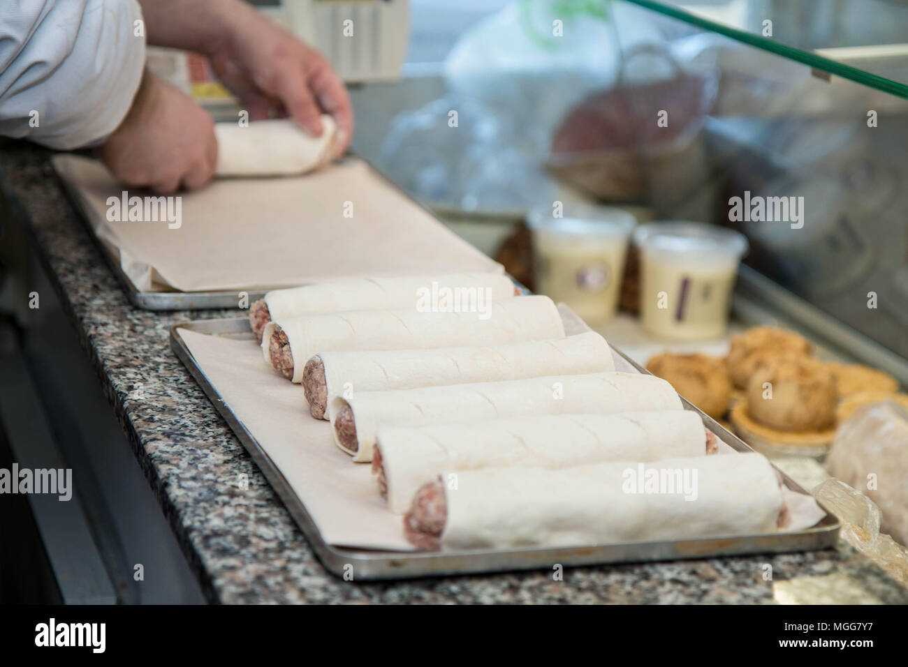 Artisan en rouleaux saucisse Banque D'Images