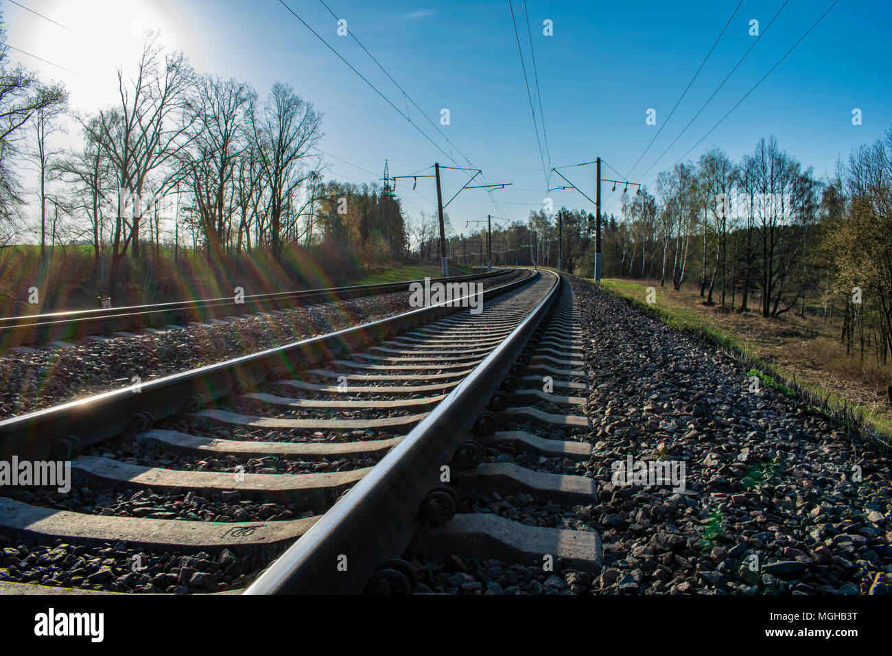 Railroad allant à la distance Banque D'Images