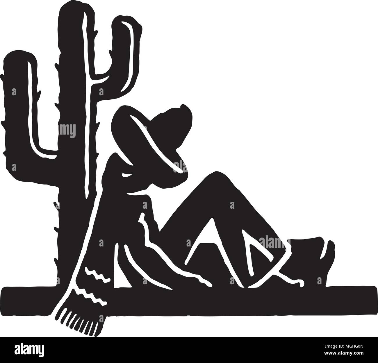 Mexicain à dormir - Retro Illustration Art Ad Illustration de Vecteur