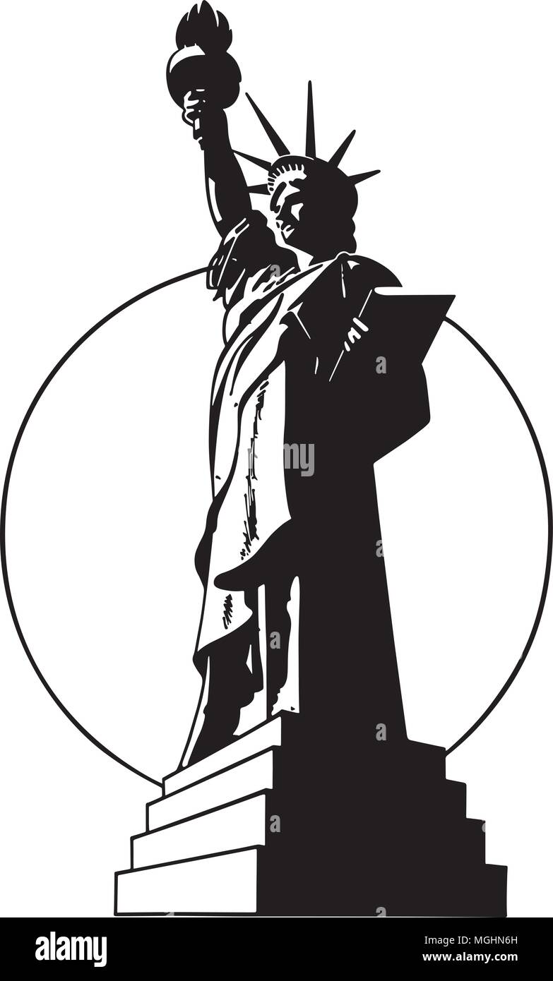 Statue de la Liberté - Retro Clip Art Illustration Illustration de Vecteur