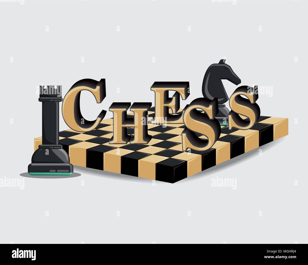 La conception de jeux d'échecs avec des pièces sur l'échiquier, sur fond blanc, design coloré. vector illustration Illustration de Vecteur
